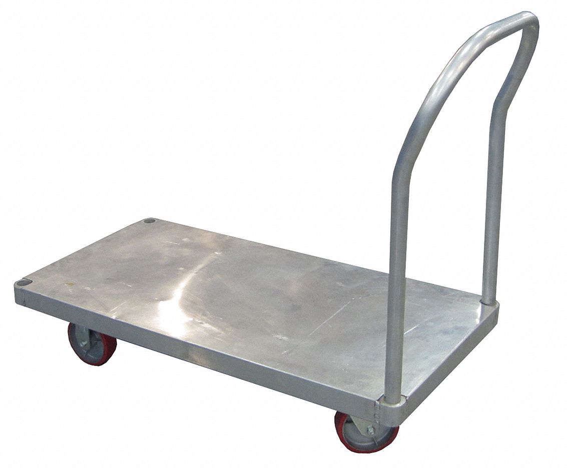 ALUMINUM-DECK PLATFORM TRUCK, 2,000 LB LOAD CAPACITY, 36 X 24 X 10 IN, RUBBER, SOLID