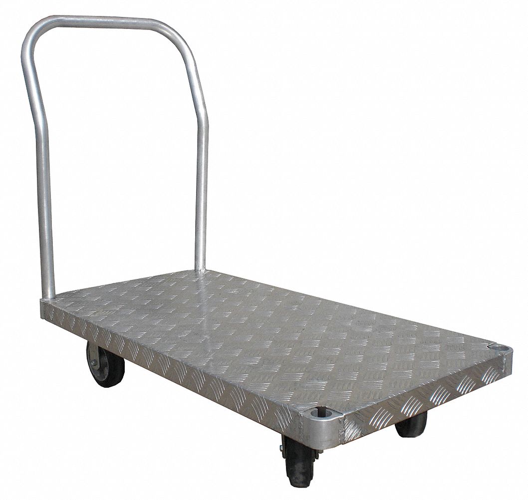 ALUMINUM-DECK PLATFORM TRUCK, 2,000 LB LOAD CAPACITY, 48 IN X 24 IN X 8½ IN, POLYOLEFIN