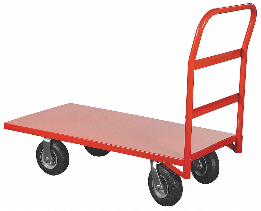 GENERAL PURPOSE STEEL-DECK PLATFORM TRUCK, 1,200 LB LOAD CAPACITY, RUBBER, SOLID