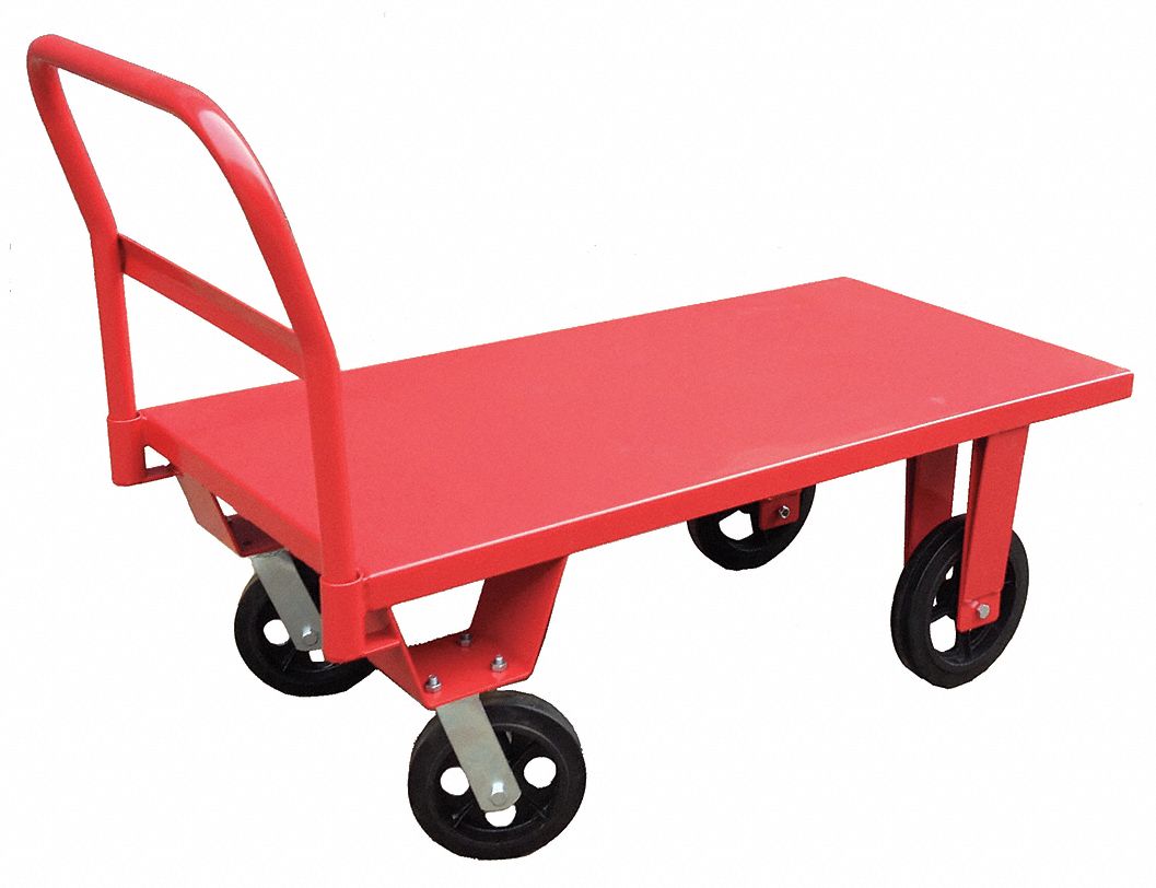 GENERAL PURPOSE STEEL-DECK PLATFORM TRUCK, 3,000 LB LOAD CAPACITY, RUBBER, SOLID