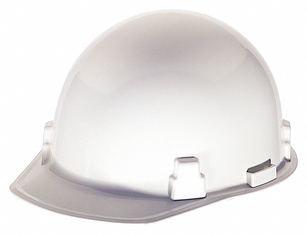 SLOTTED CAP, CSA, TYPE 1, CLASS G, NYLON, 4-PT ONE-TOUCH, FRONT BRIM, WHITE