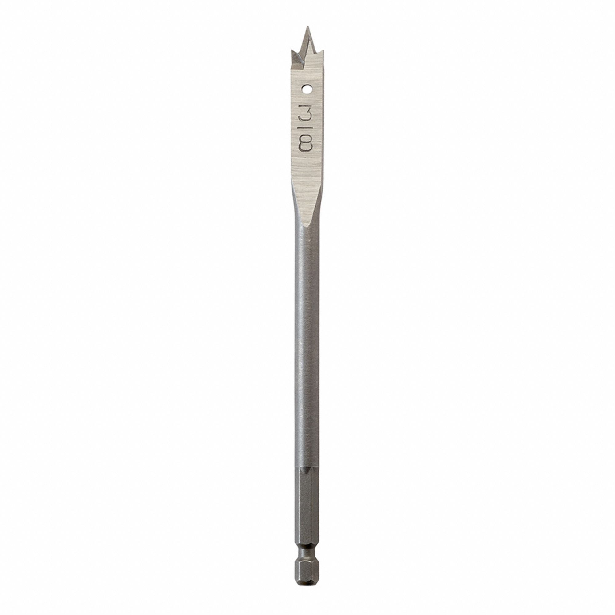 BORING FLAT DRILL BIT, 3/8 IN BIT SIZE, CARBON STEEL, 6 IN LENGTH