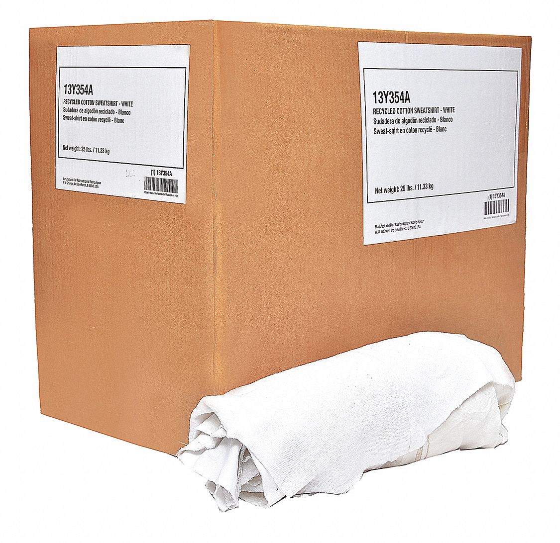 Cloth Rag: Sweatshirt, Reclaimed, White, Varies, 25 lb Wt