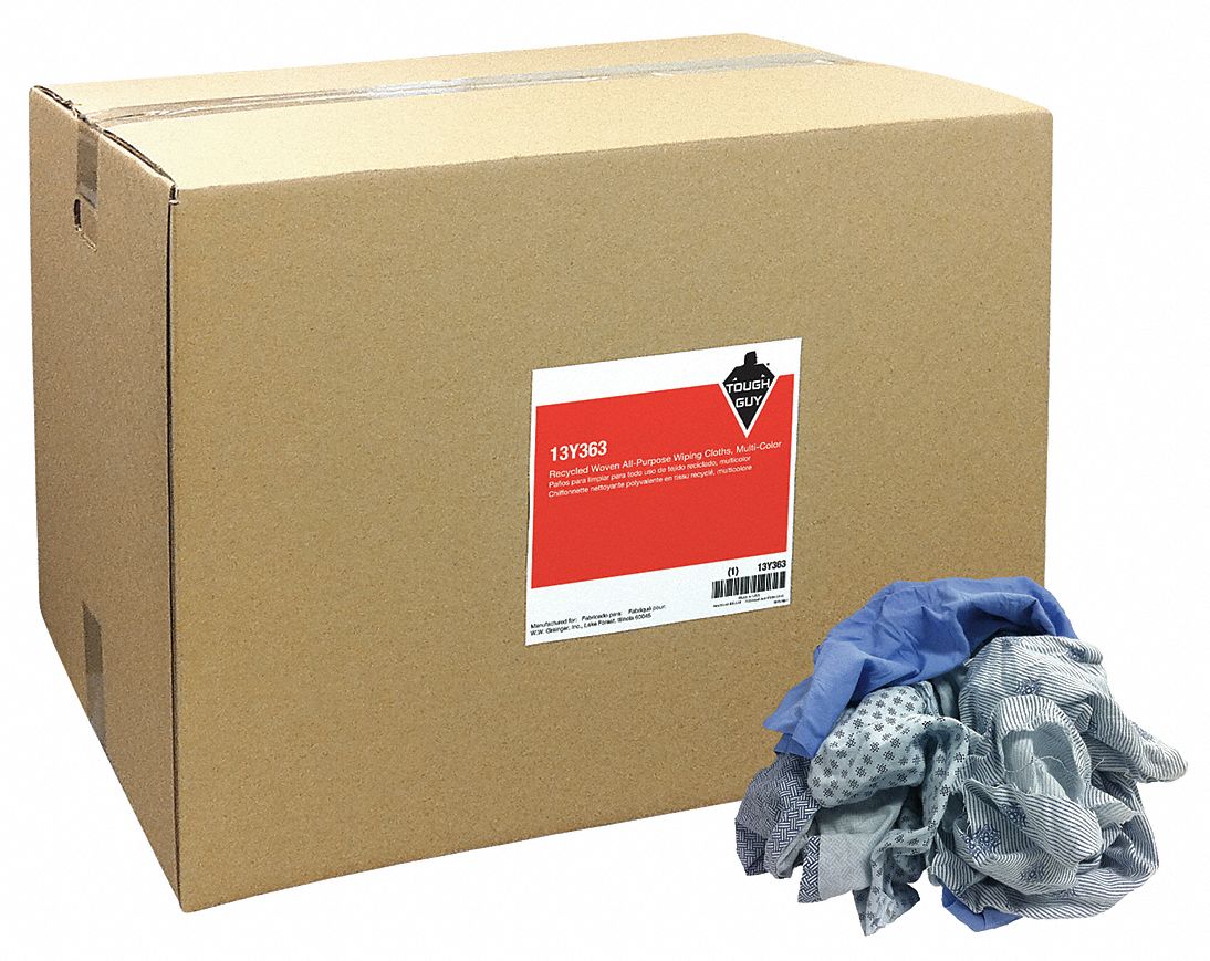 TOUGH GUY CLOTH RAG, RCYCLD COTTN,50 LB. BOX - Cloth Rags and Shop ...
