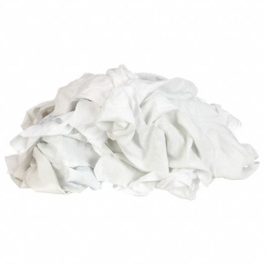 Zoro Select G211050PC Recycled Cotton Sheeting Cloth Rag 50 lb. Varies Sizes White