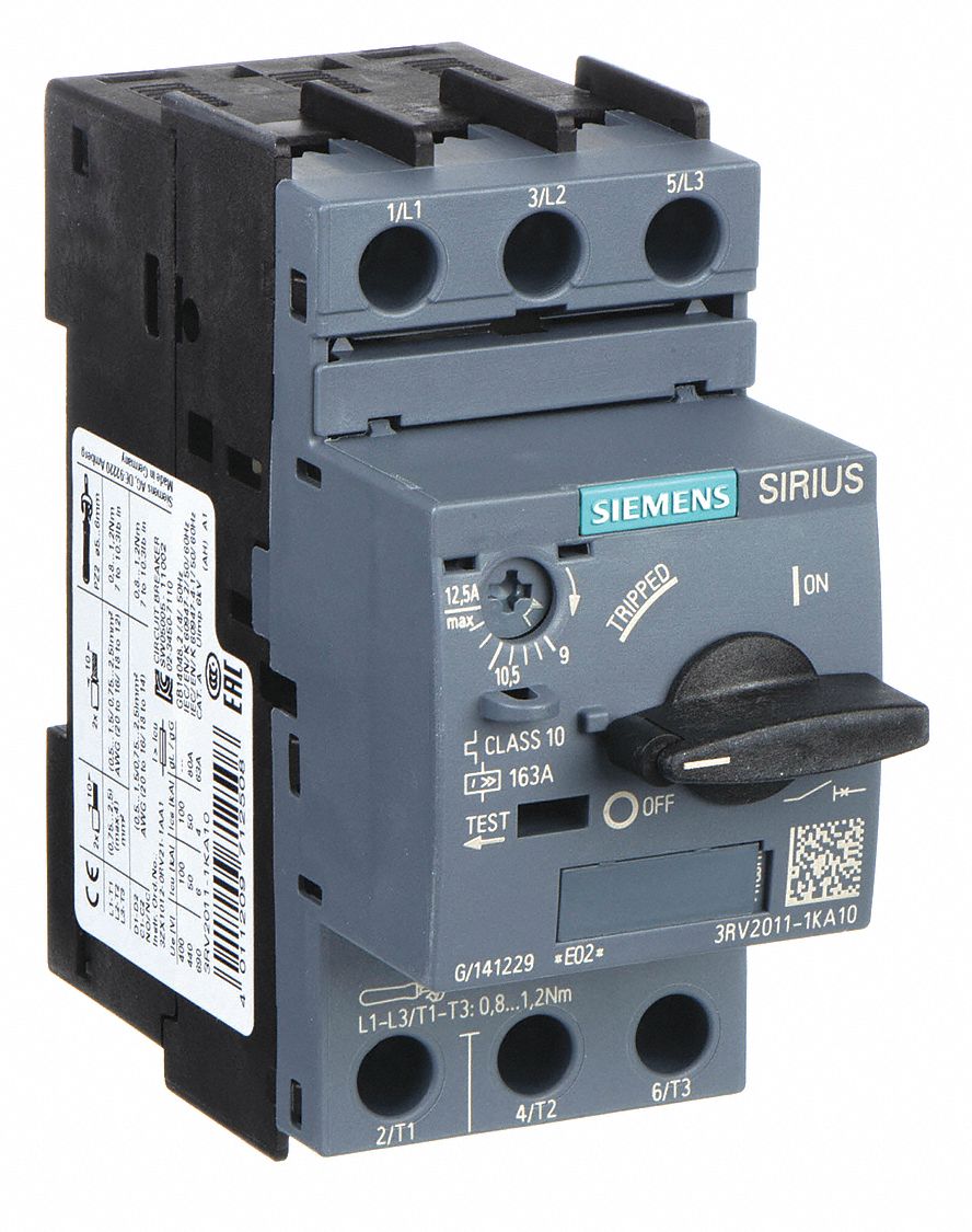 Manual Motor Starter: Non-Reversing, 3 Poles, 12.5 A, Thermal Protection, Selector Switch