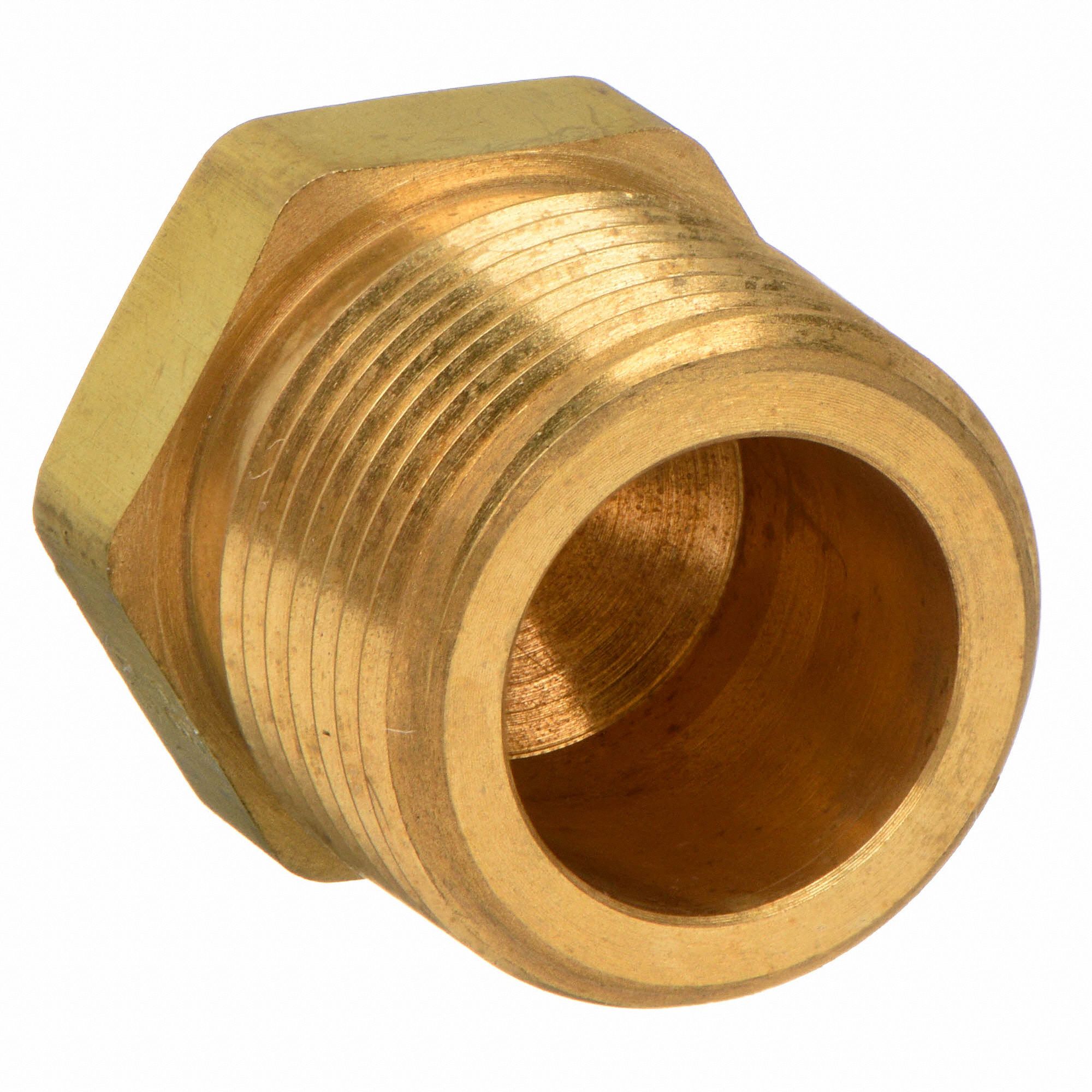 PARKER Brass Reducing Bushing, MNPT, 3/8 in x 1/4 in Pipe Size, 1 EA