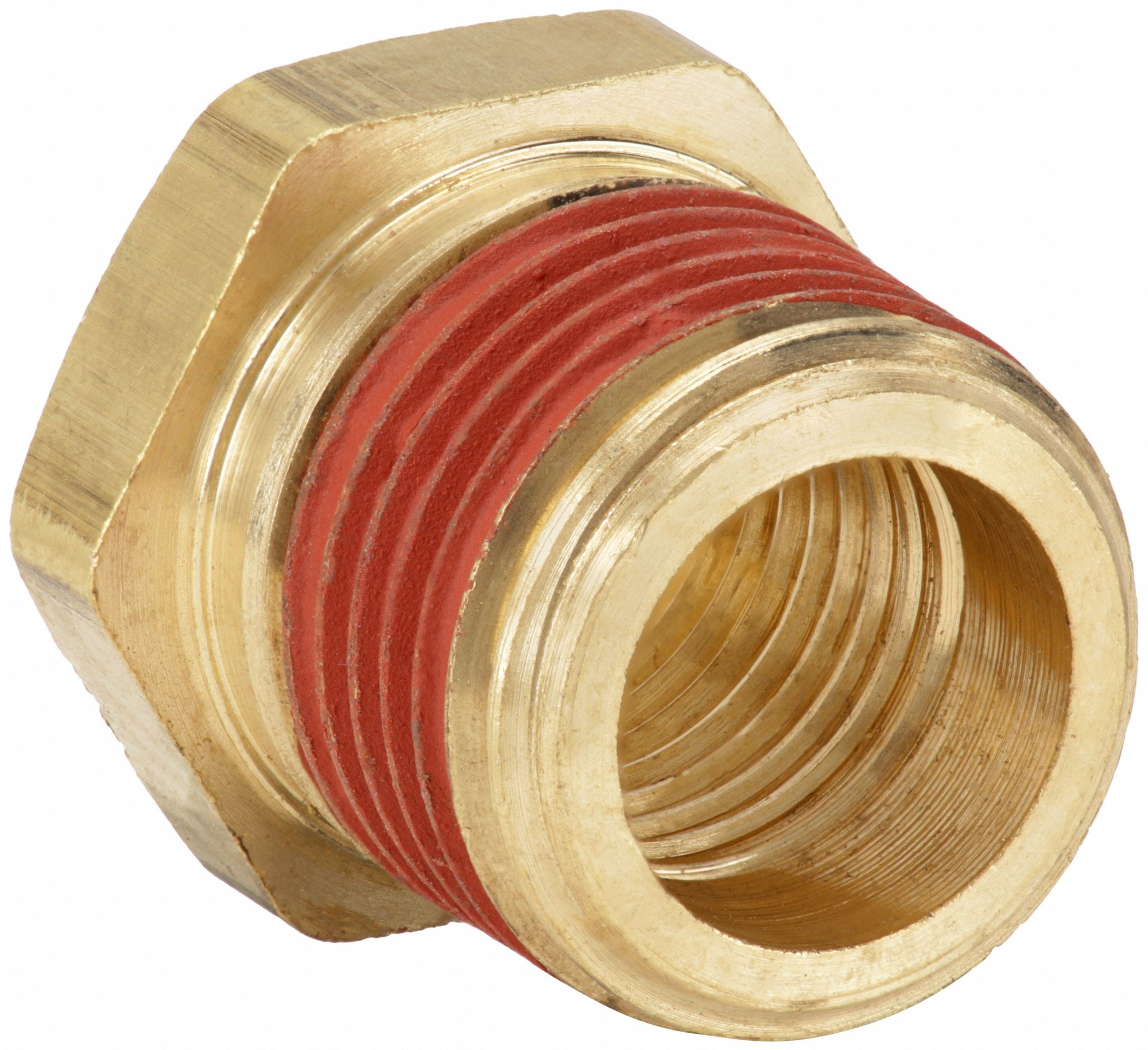 REDUCING BUSHING: BRASS, ⅜ IN X ¼ IN FITTING, MALE NPT X FEMALE NPT, ¾ IN OVERALL LG
