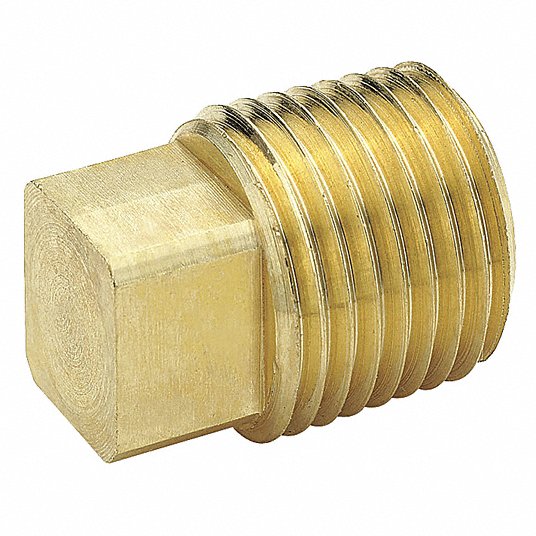 3/4" NPT square head plug brass 