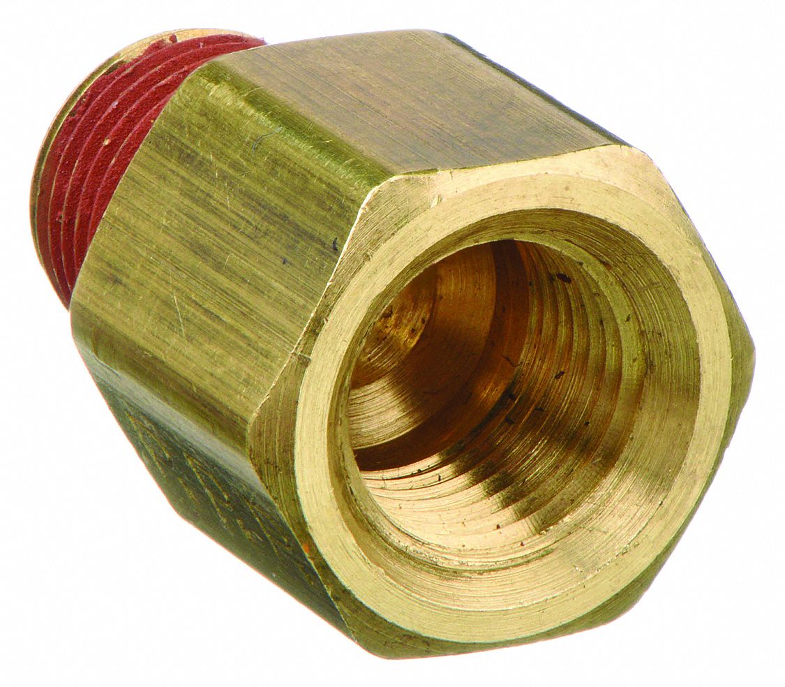 Female x Male Adapter: Brass, 3/8 in x 3/8 in Fitting Pipe Size, Female NPT x Male NPT