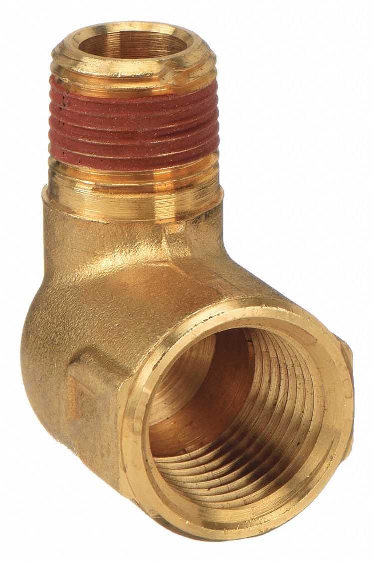 90° Street Elbow: Brass, 1/2 in x 3/8 in Fitting Pipe Size, Female NPT x Male NPT