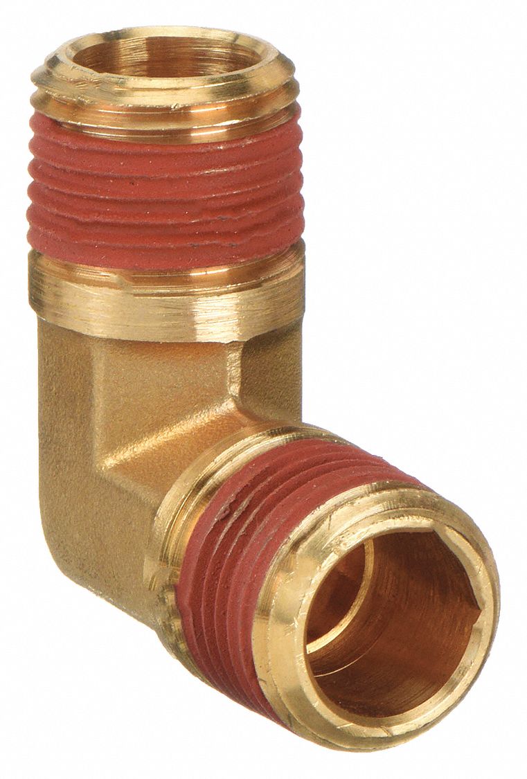 90° Elbow: Brass, 1/2 in x 1/2 in Fitting Pipe Size, Male NPT x Male NPT, 1 3/8 in Overall Lg