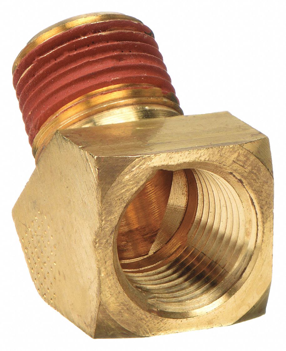 45° Elbow: Brass, 1/4 in x 1/4 in Fitting Pipe Size, Female NPT x Male NPT, 11/16 in Overall Lg