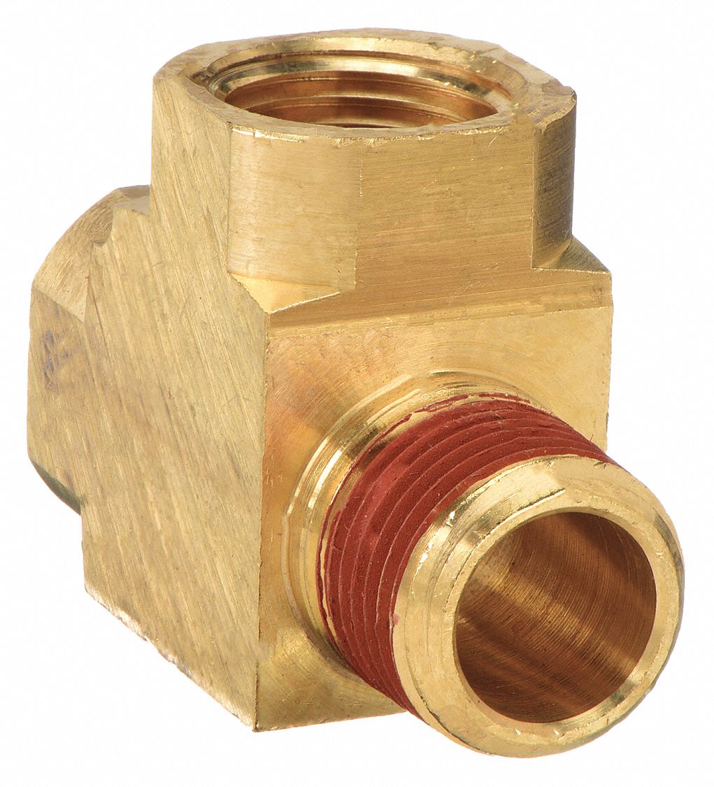 STREET TEE: BRASS, ½ IN X ½ IN X ½ IN FITTING, FEMALE NPT X MALE NPT X FEMALE NPT