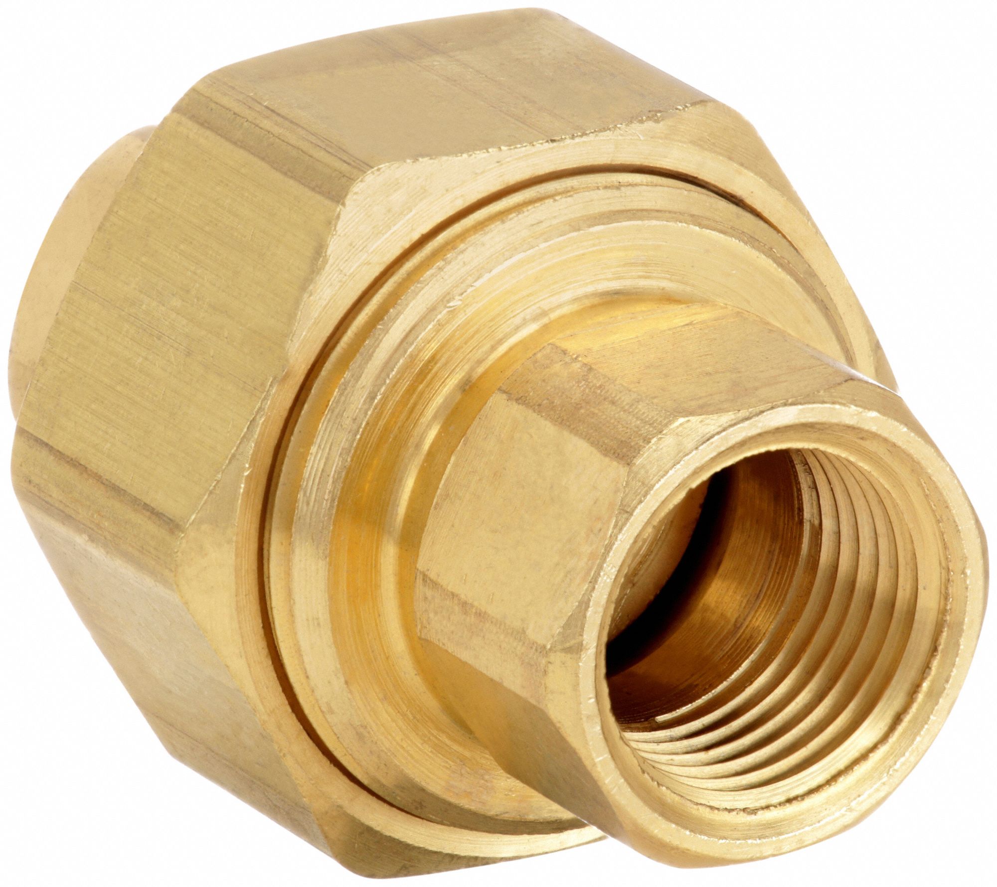 Union: Brass, 1/4 in x 1/4 in Fitting Pipe Size, Female NPT x Male NPT, 1 1/2 in Overall Lg