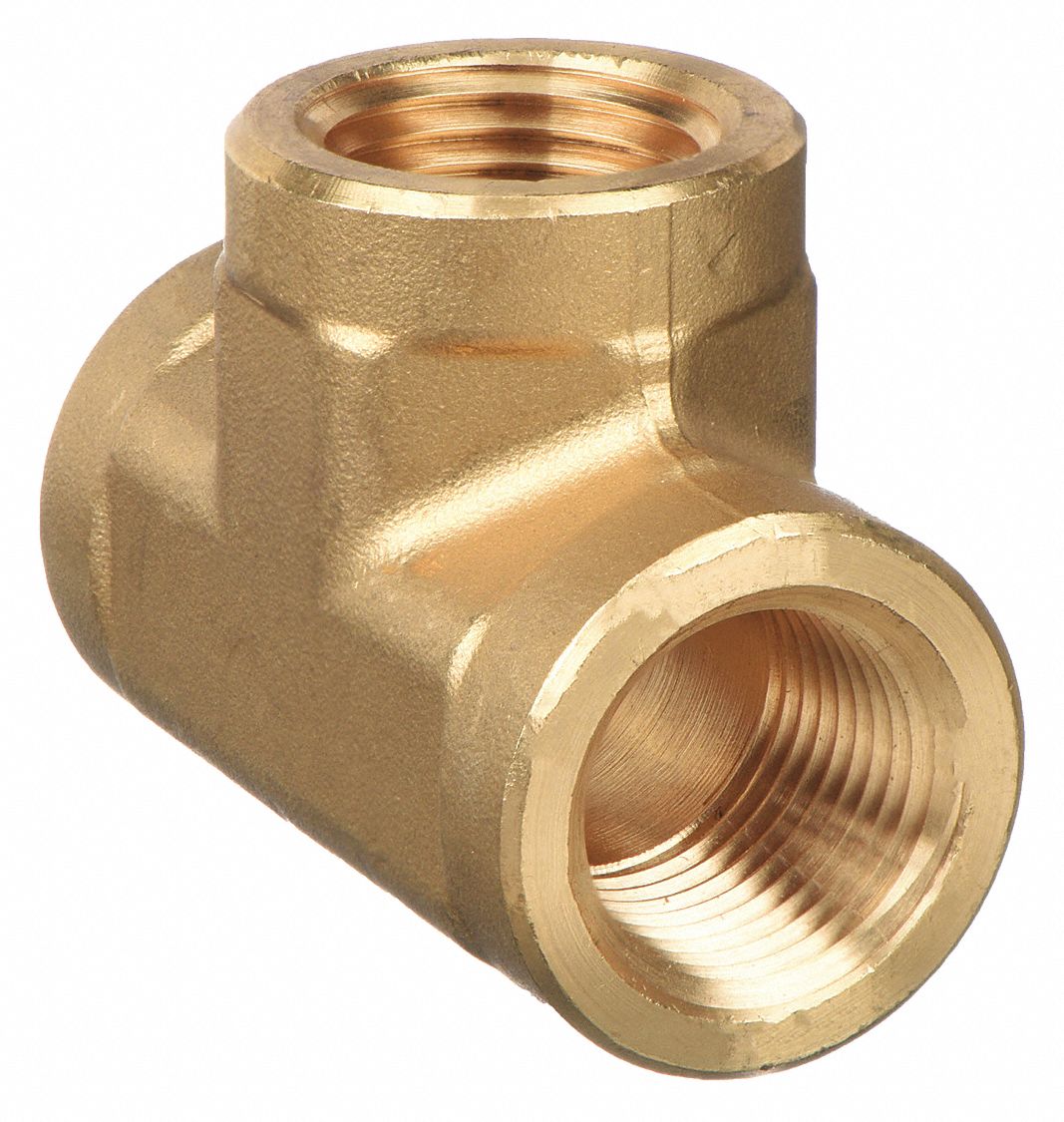 FEMALE UNION TEE: BRASS, ⅛ IN X ⅛ IN X ⅛ IN FITTING PIPE SIZE, 1 1/16 IN OVERALL LG