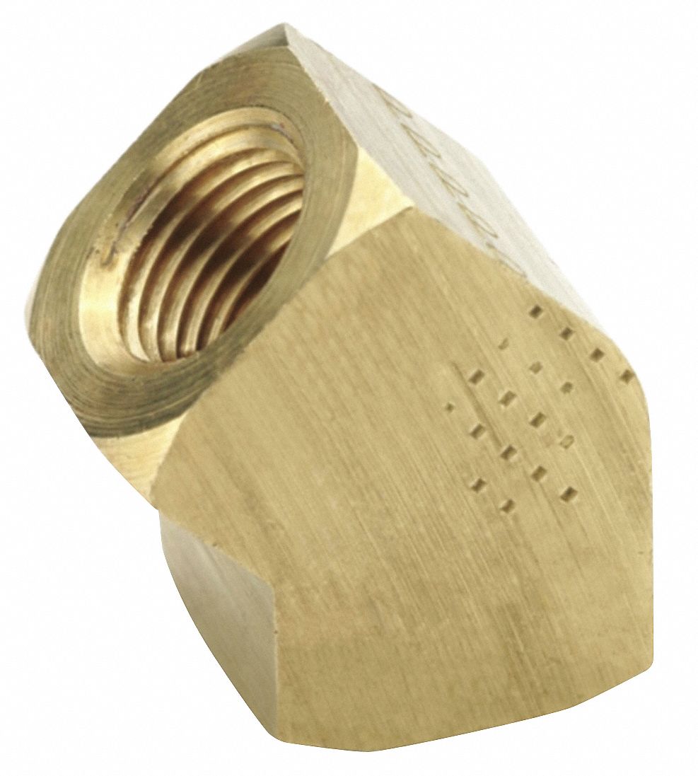 PARKER Brass Extruded Female Elbow, 45 Degrees, FNPT, 1/8 in Pipe Size