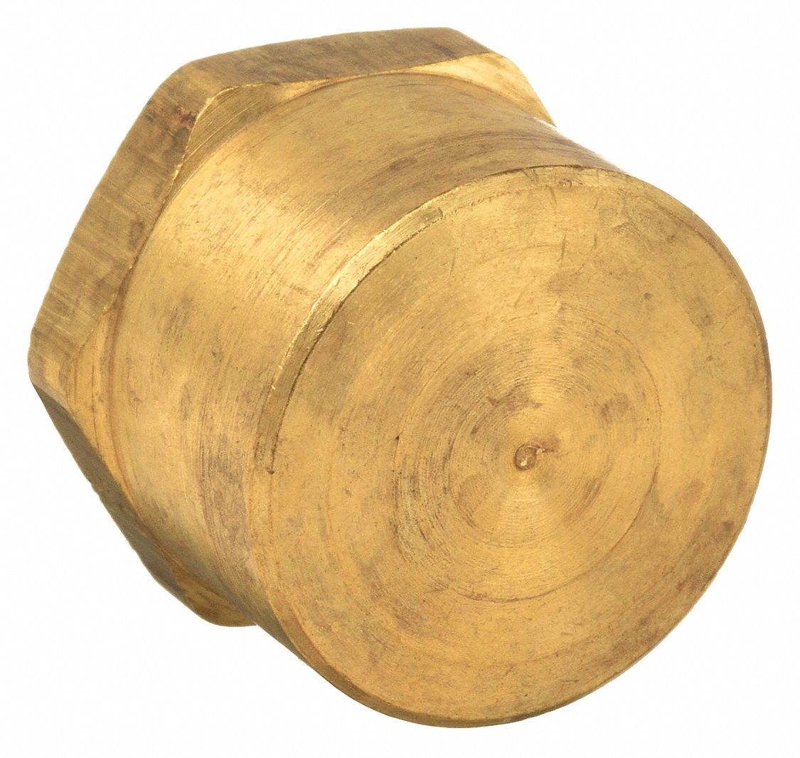 HEX HEAD CAP: BRASS, ¾ IN FITTING, FEMALE NPT, 7/8 IN OVERALL LG, HEX PLUG DRIVE