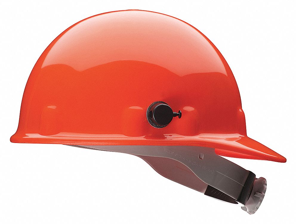 CASQUE DE SÉCURITÉ, THERMOPLASTIQUE, SUSPENSION À CLIQUET QUICK-LOK À 8 PTS, REBORD, ORANGE