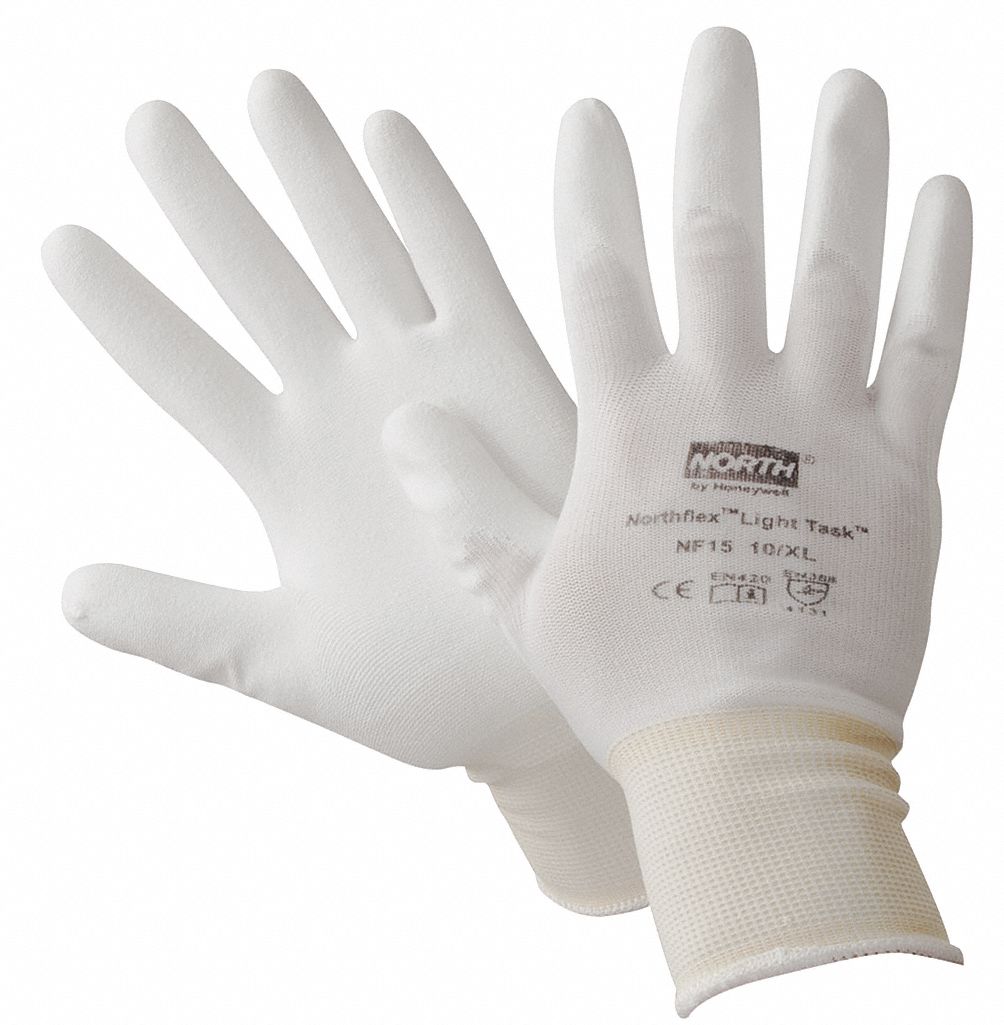 NORTHFLEX GEN PURPOSE GLOVES, WHT, 2XL/11, NYLON, ANSI/ISEA ABRASION 4/CUT A1, KNIT WRIST