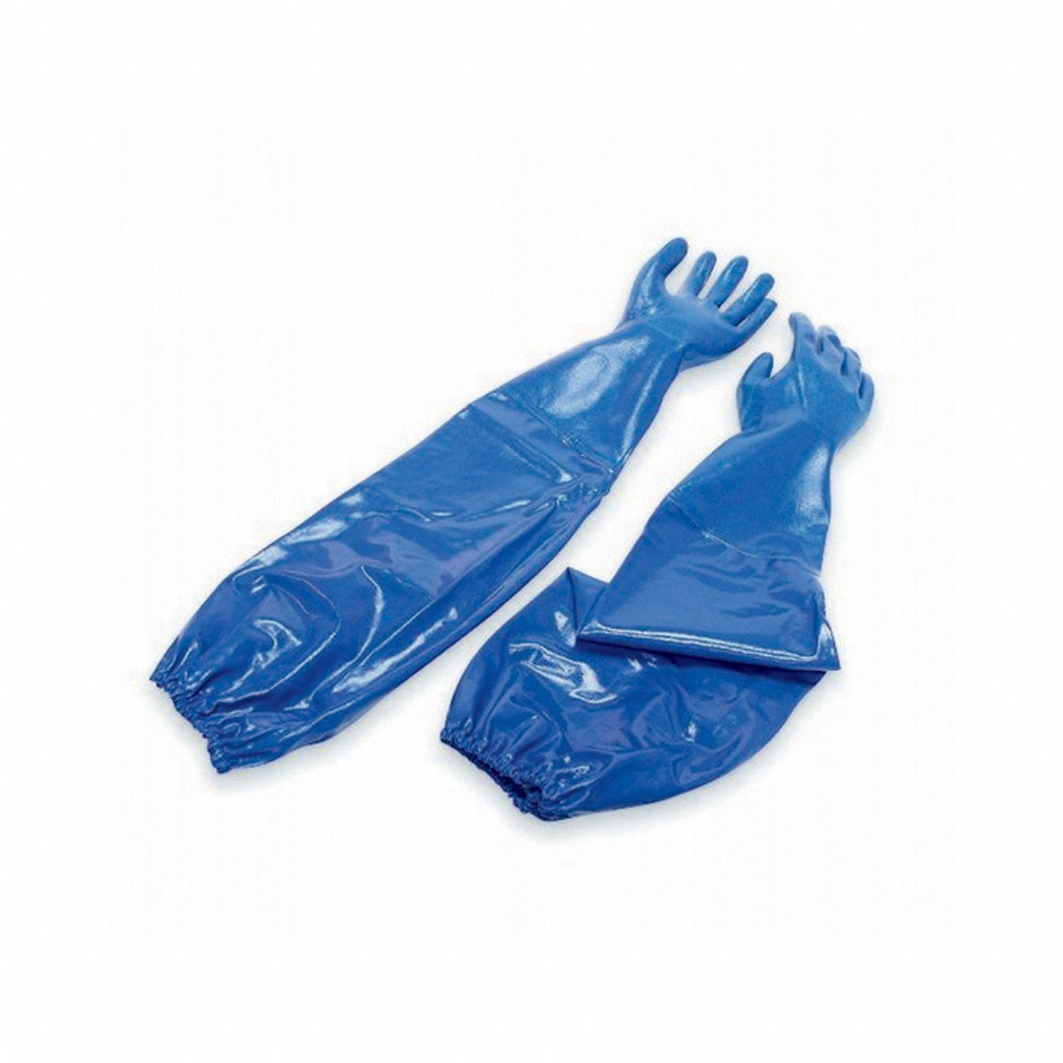 CHEMICAL-RESISTANT GLOVES, 26 IN LENGTH, SIZE 7, BLUE, SUPPORTED