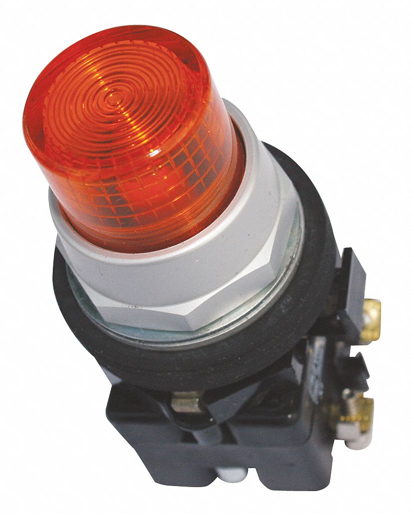 Push to Test Pilot Light Complete, 30mm, 120VAC Voltage, Lamp Type: LED