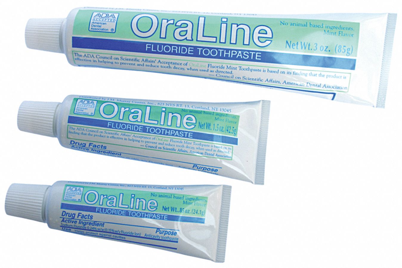Toothpaste: 1.5 oz, Tube, Mint, Fluoride, Clear, 36 PK