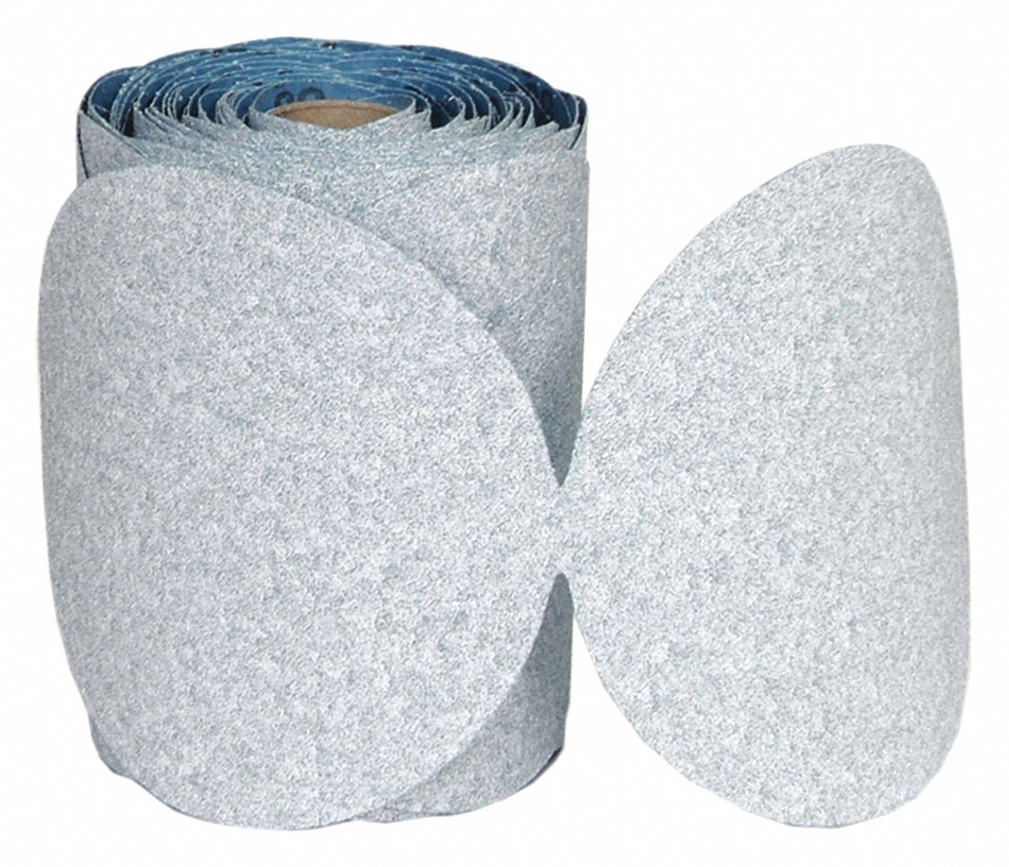 DISQUE PAPIER PSA,SANS VIDE,POIDS DE SUPPORT B,GRAIN DE 180,BLANC,5 PO,CÉRAMIQUE D'ALUMINE,RL 100