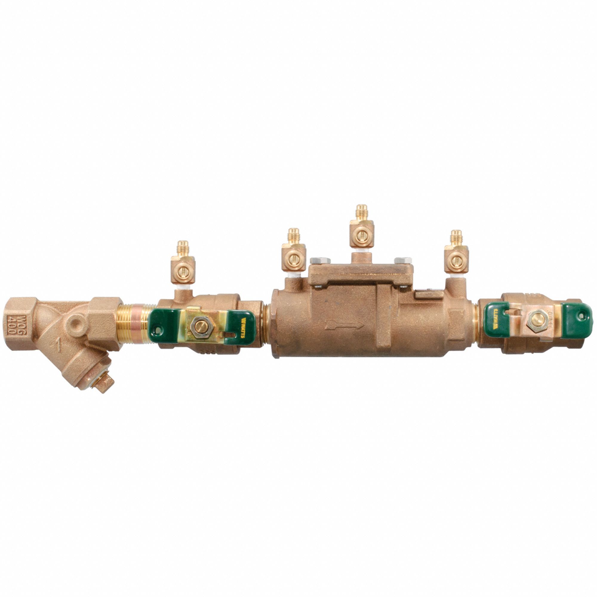 Double Check Valve Assembly: 007, 1 in Pipe Size, FNPT x FNPT, 17.94 in Overall Lg, Bronze