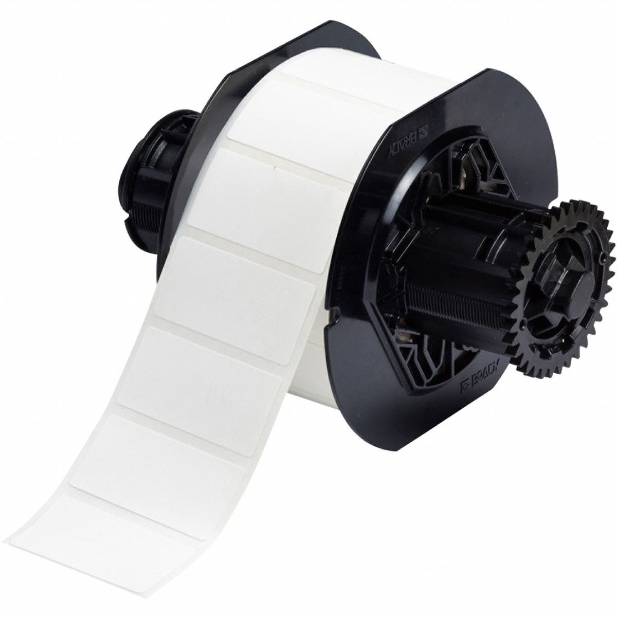 Wraparound Label: 1 in x 2 in, Vinyl, White (Matte), For 12 AWG to 4 AWG Wire Gauge