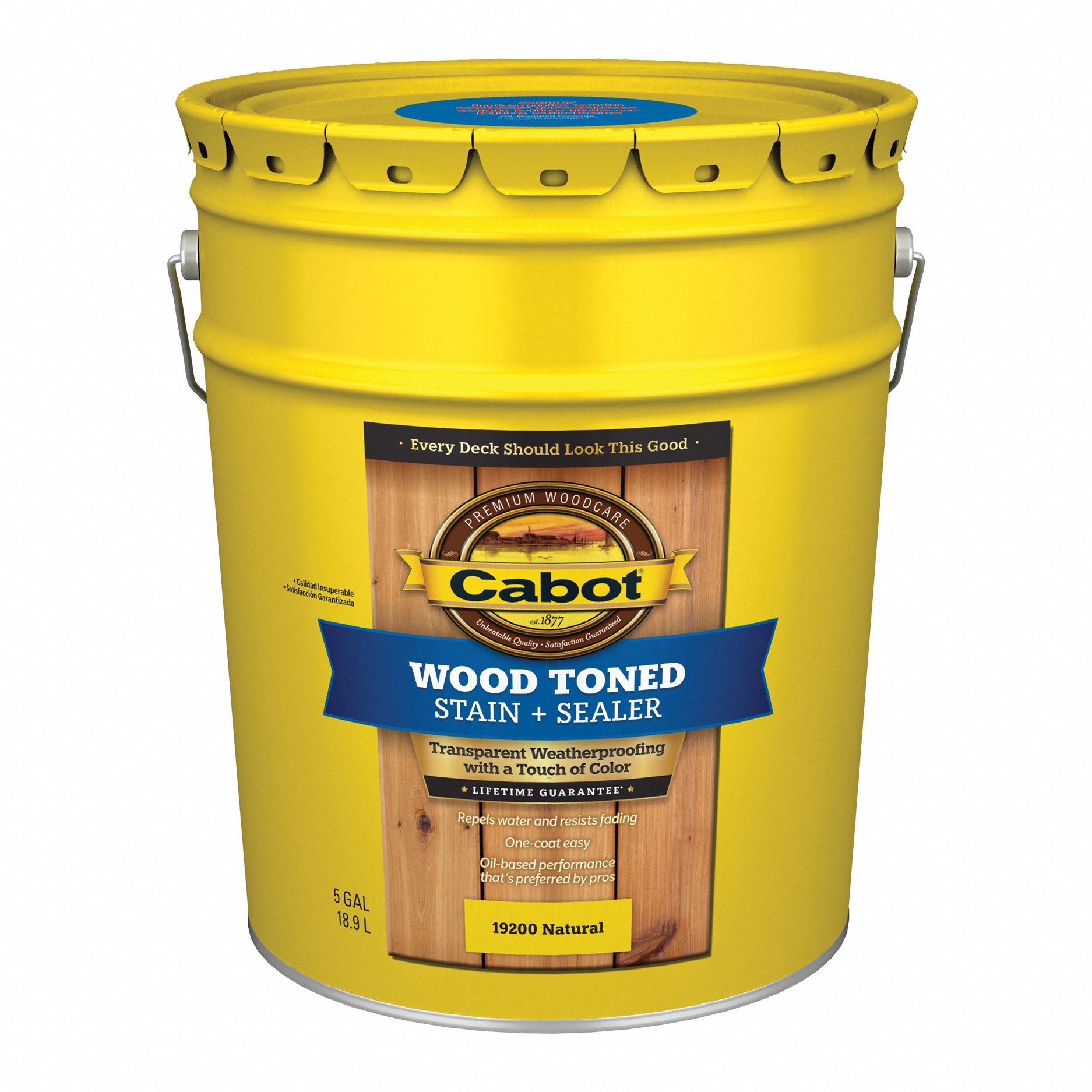 Wood Stain and Sealer: Exterior, Oil, 5 gal Container Size, Wood, Flat, Natural, Transparent