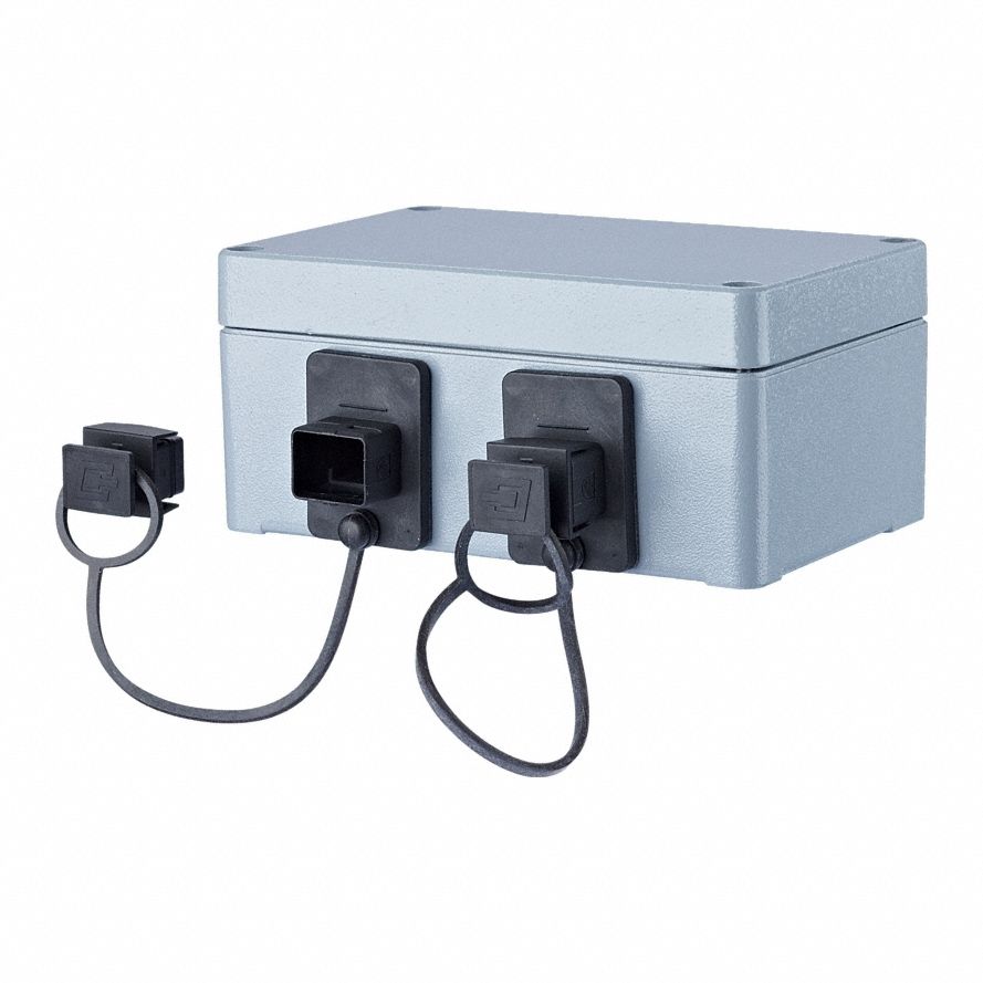 Data Connector Outlet: Surface, Aluminum, 180° Mounting Angle, 2 Ports, Unequipped