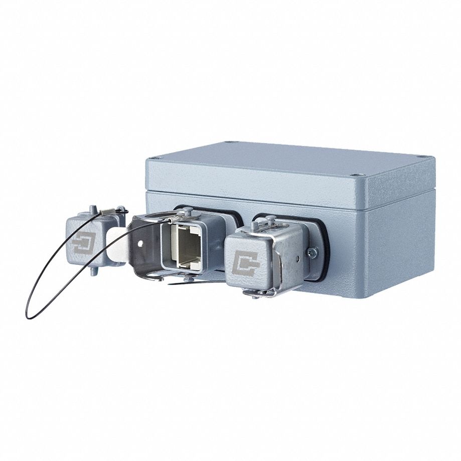 Data Connector Outlet: Surface, Aluminum, 180° Mounting Angle, 2 Ports, Unequipped