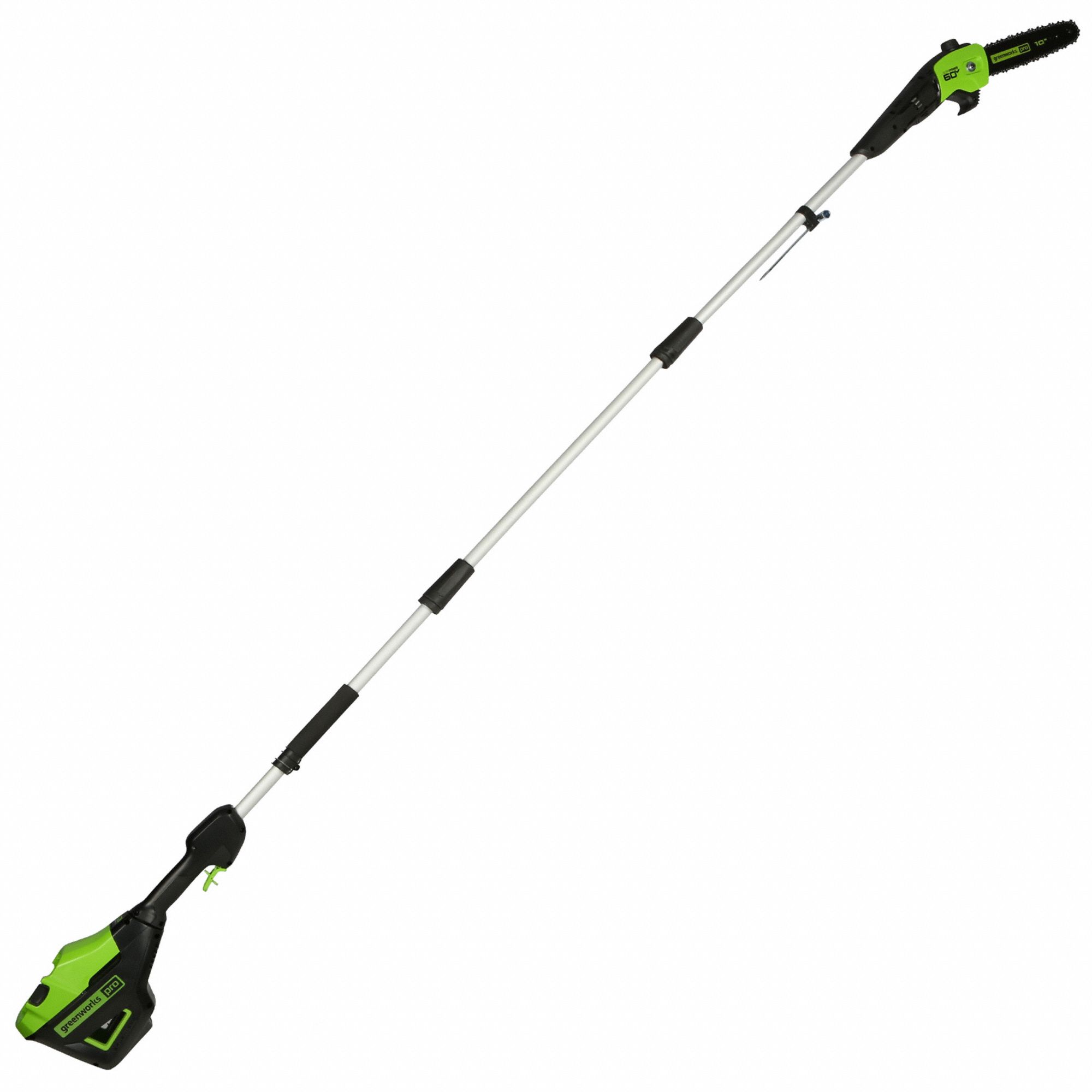 Cordless Pole Saw: 10 in Bar Lg, 8 ft Shaft Lg, 8 in Max. Cutting Dia., Brushless Motor