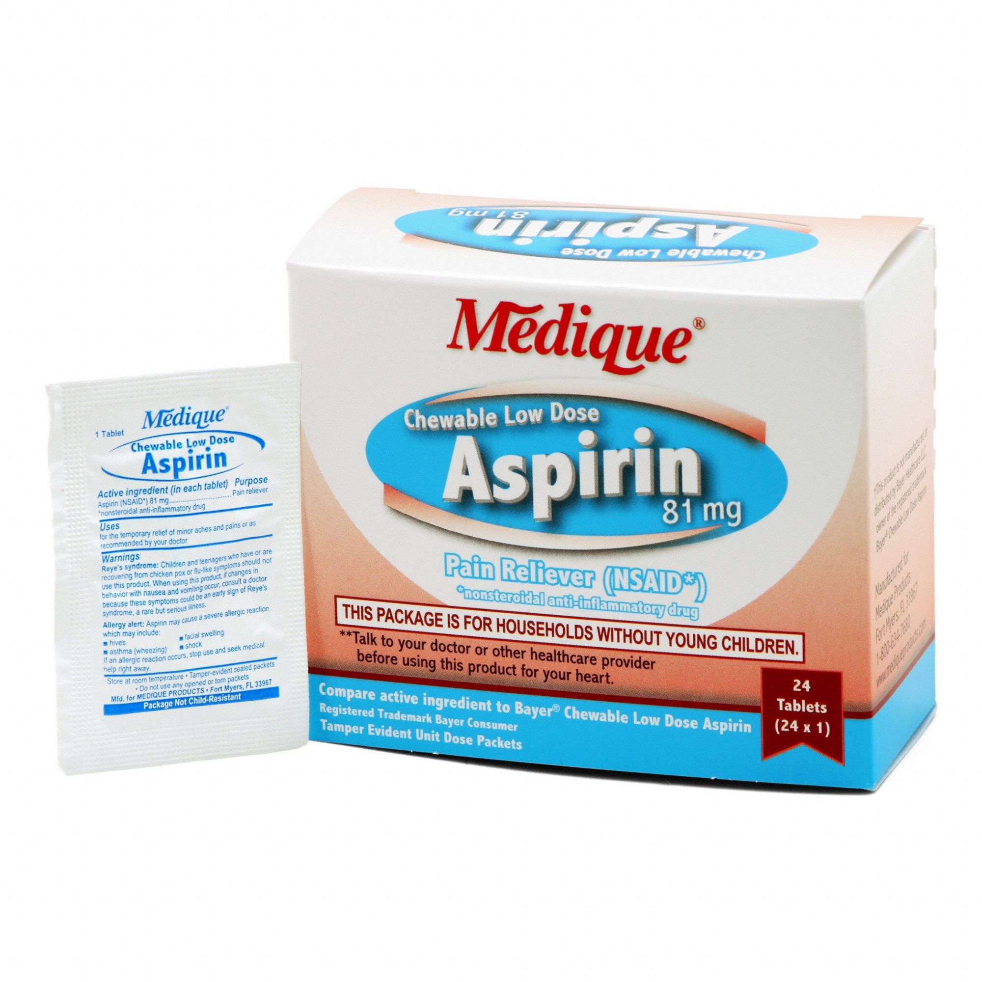 Pain Relief: Aspirin, 81 mg, 24 Individual Doses, Tablet
