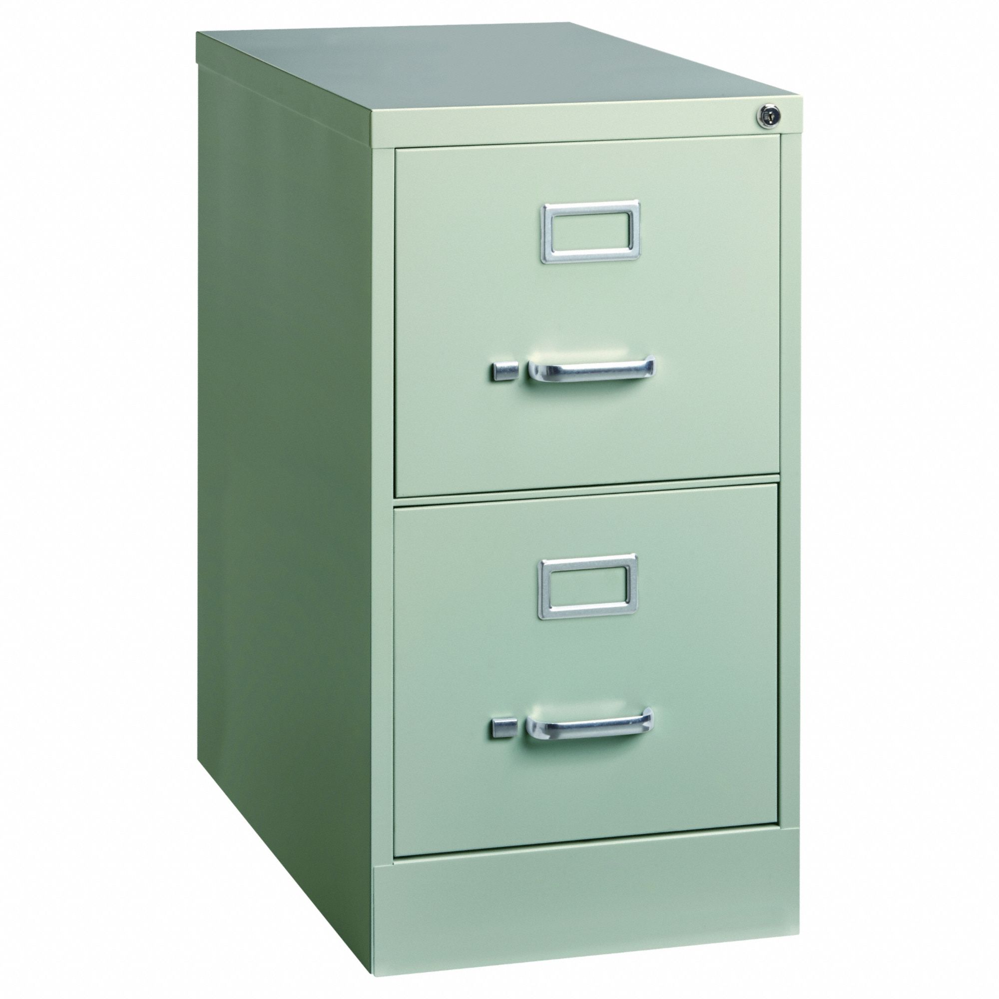 Vertical File Cabinet: Light Gray, 2 Drawers, 28 3/8 in Overall Ht, 25 in Overall Dp, Steel