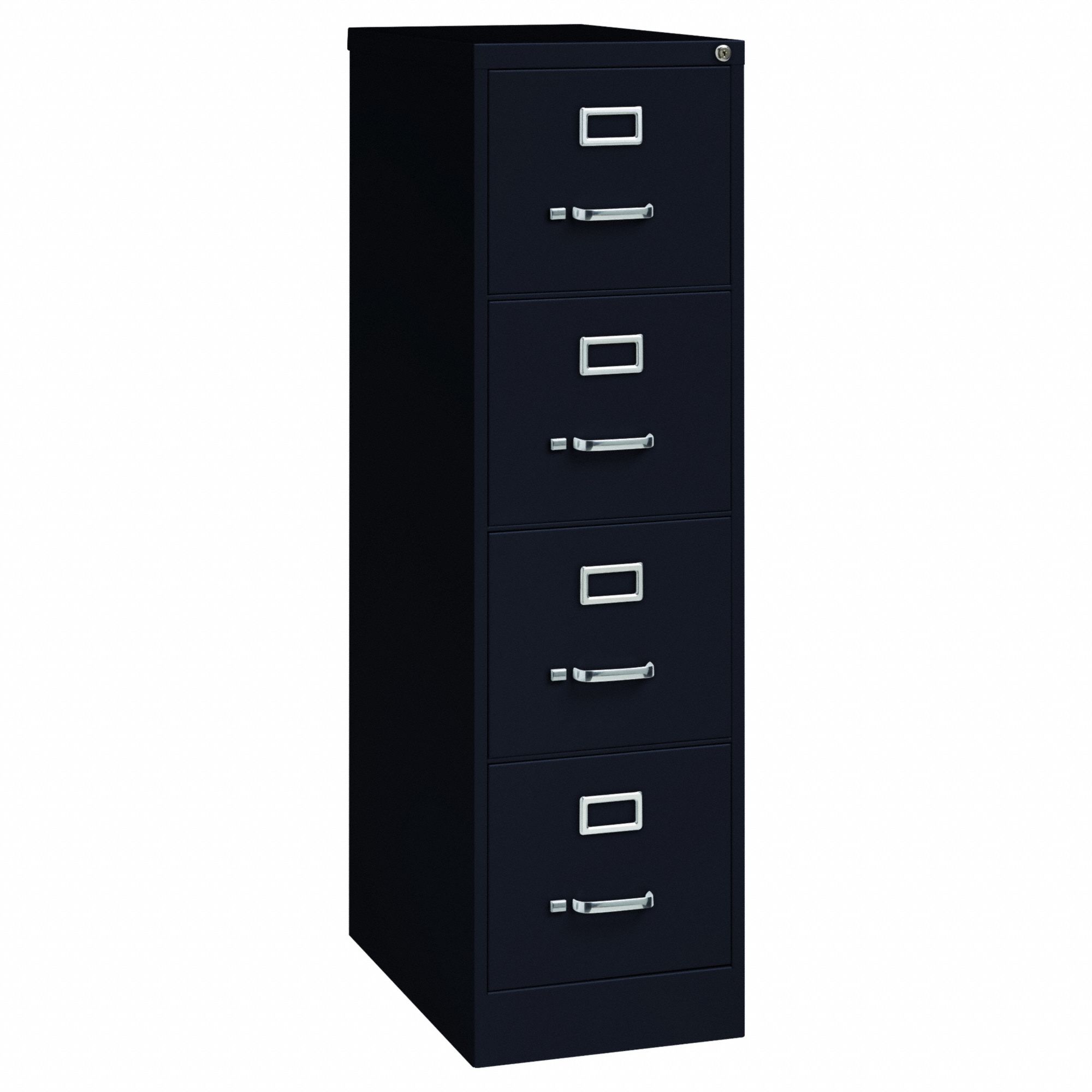 Vertical File Cabinet: Black, 4 Drawers, 52 in Overall Ht, 25 in Overall Dp, 15 in Overall Wd