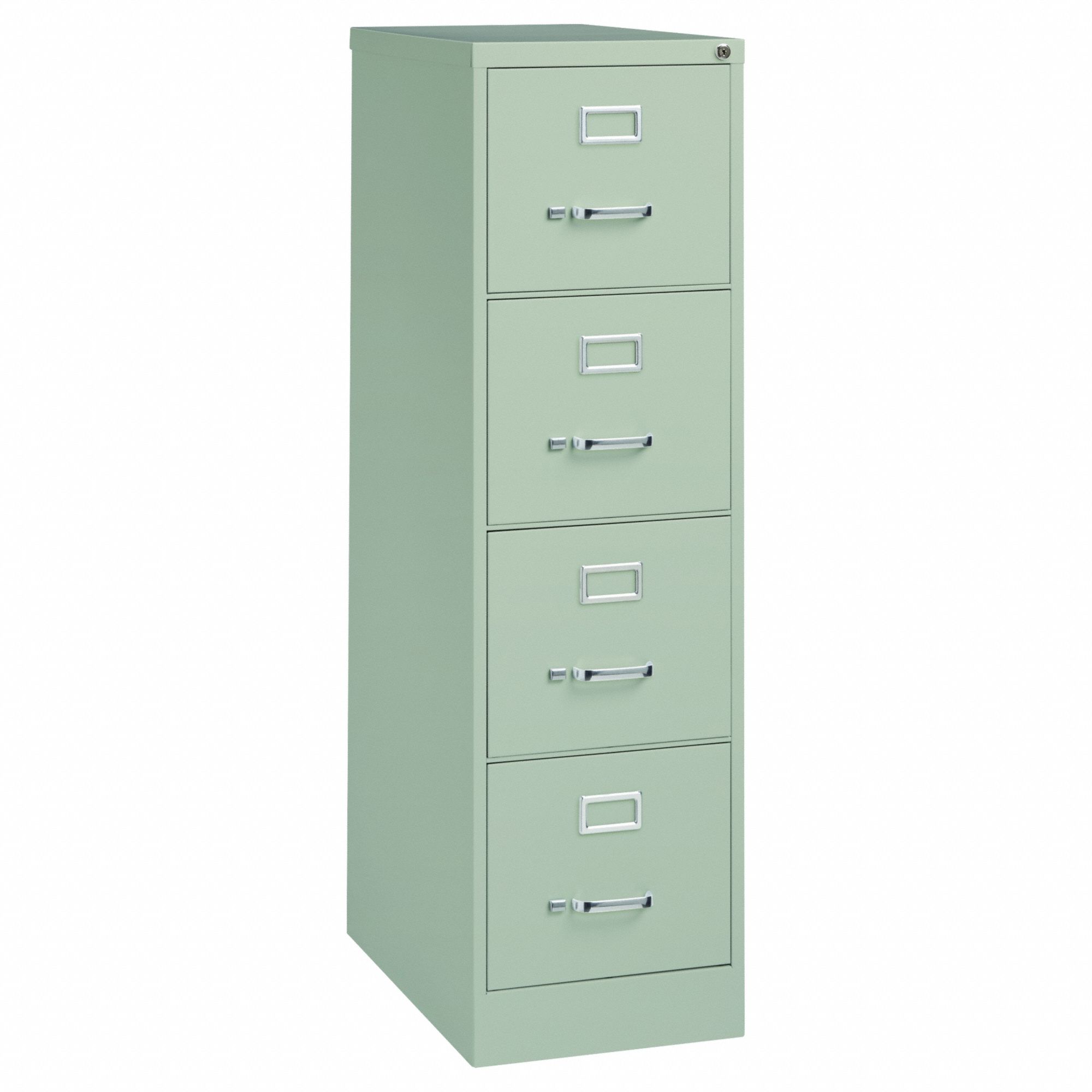 Vertical File Cabinet: Light Gray, 4 Drawers, 52 in Overall Ht, 25 in Overall Dp, Steel