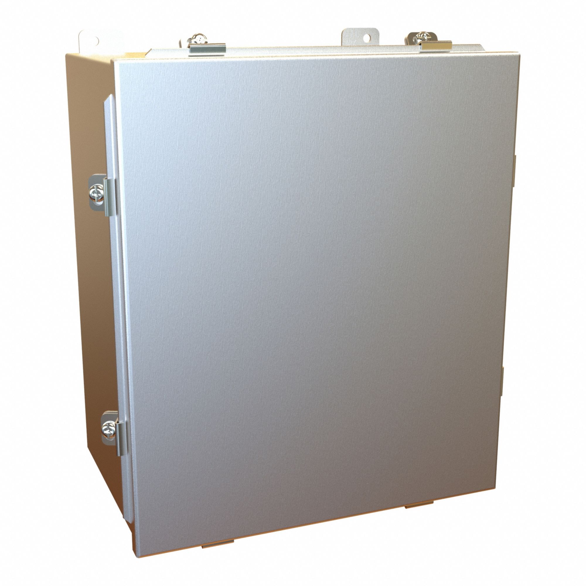 Enclosure: Aluminum, 14 in x 12 in x 8 in, NEMA 12/13/4/4X, w/Panel, Solid Cover, Clamp On
