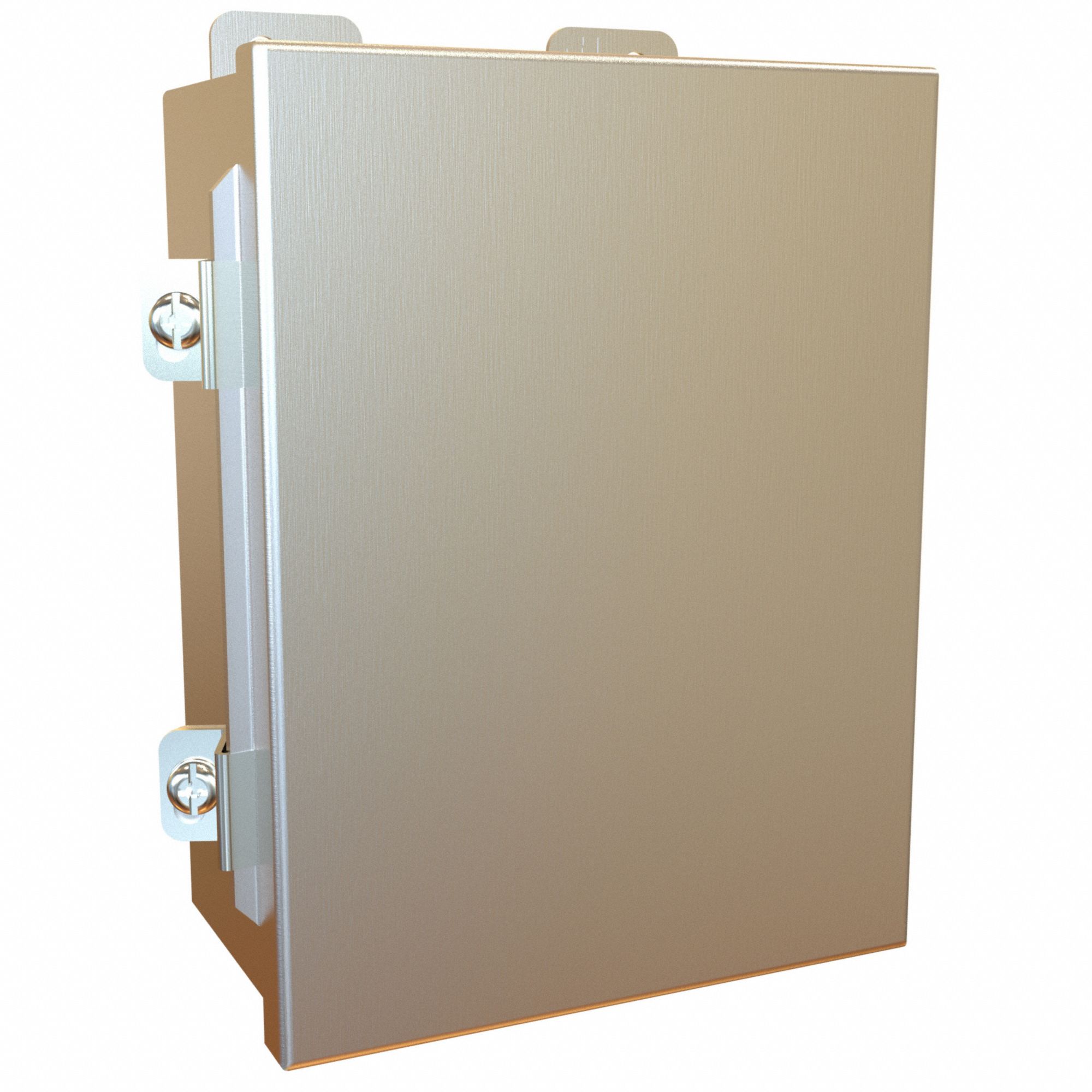 Electrical Enclosure: Stainless Steel, 8 in x 6 in x 4 in, NEMA 12/13/3R/4/4X, w/Panel, IP66