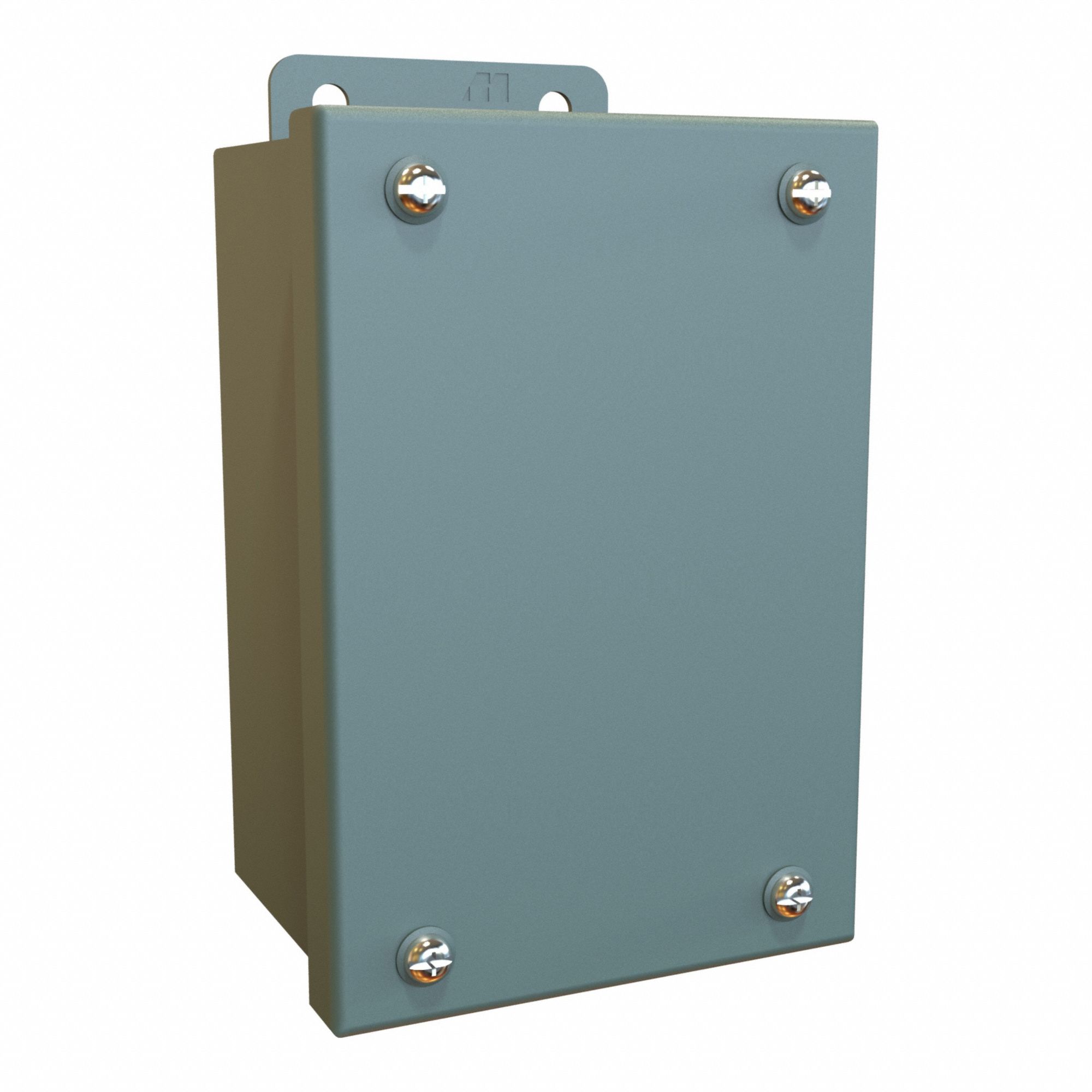 Electrical Enclosure: Steel, 6 in x 4 in x 3 in, NEMA 12/13, w/Panel, Solid Cover, Screw On