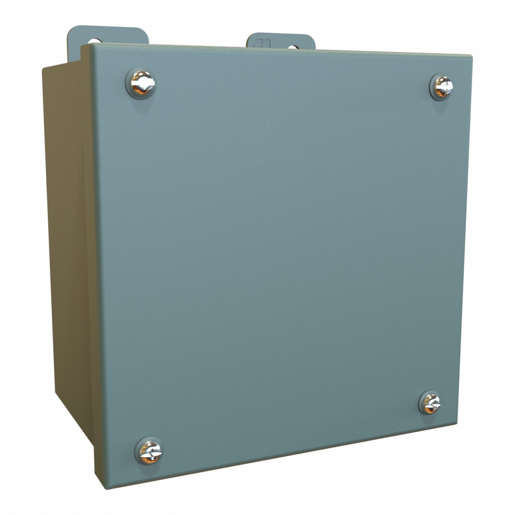 Electrical Enclosure: Steel, 6 in x 6 in x 4 in, NEMA 12/13, w/Panel, Solid Cover, Screw On