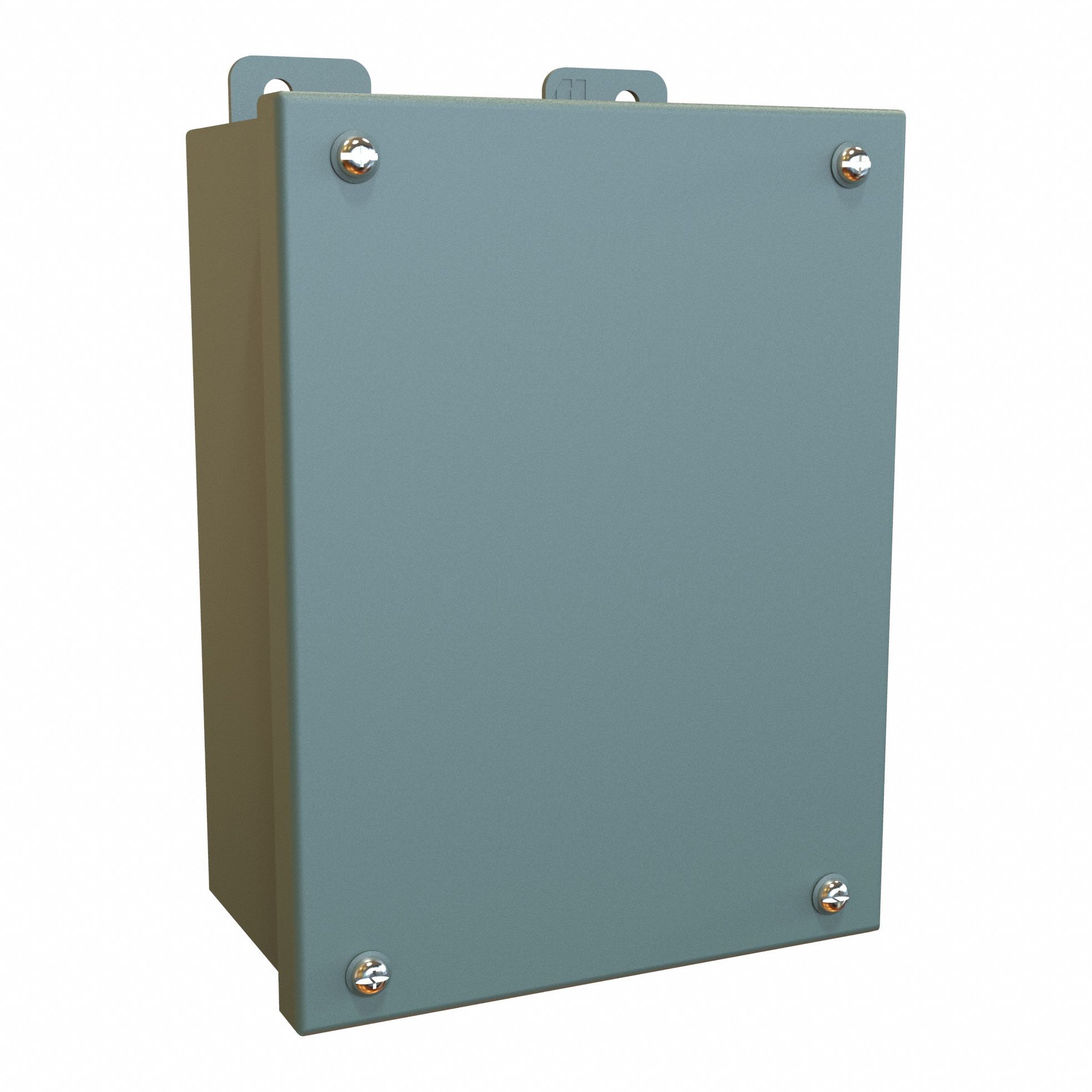 Electrical Enclosure: Steel, 8 in x 6 in x 4 in, NEMA 12/13, w/Panel, Solid Cover, Screw On