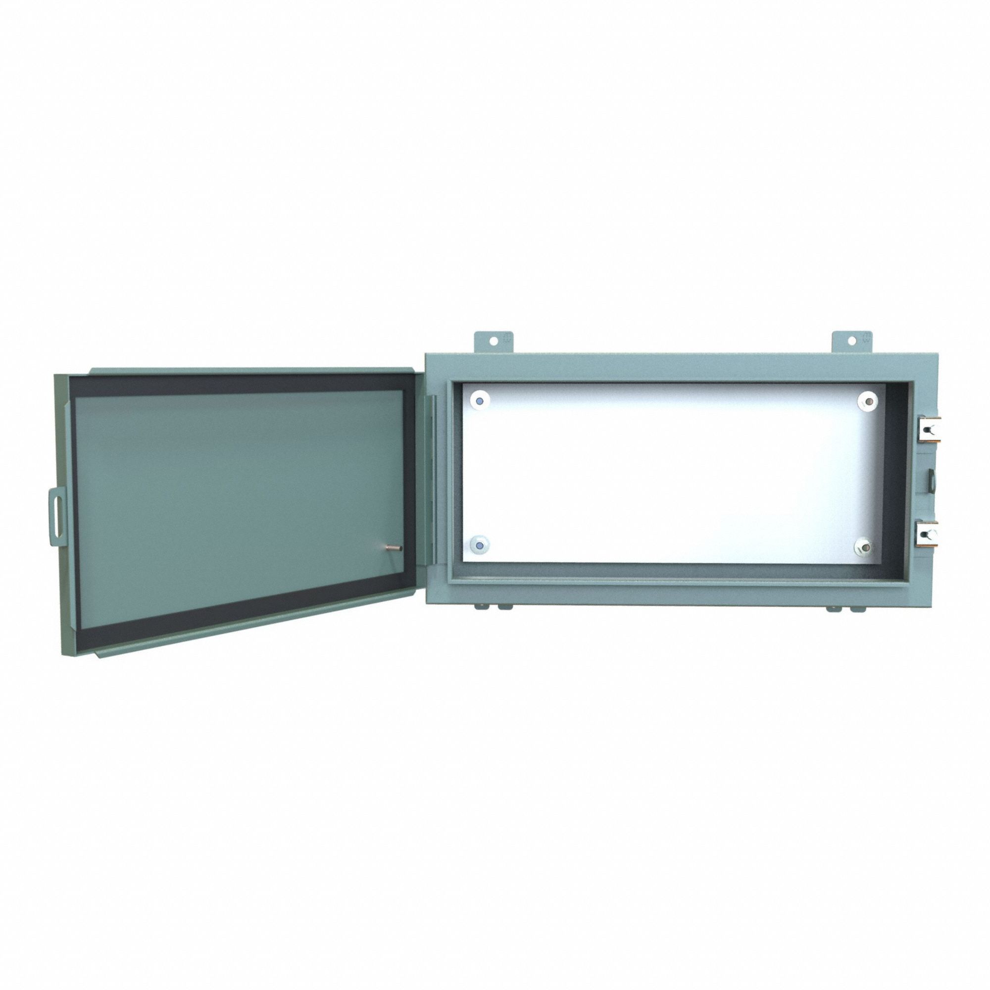 Electrical Enclosure: Steel, 12 in x 24 in x 6 in, NEMA 12/13, w/Panel, Solid Cover, Hinged