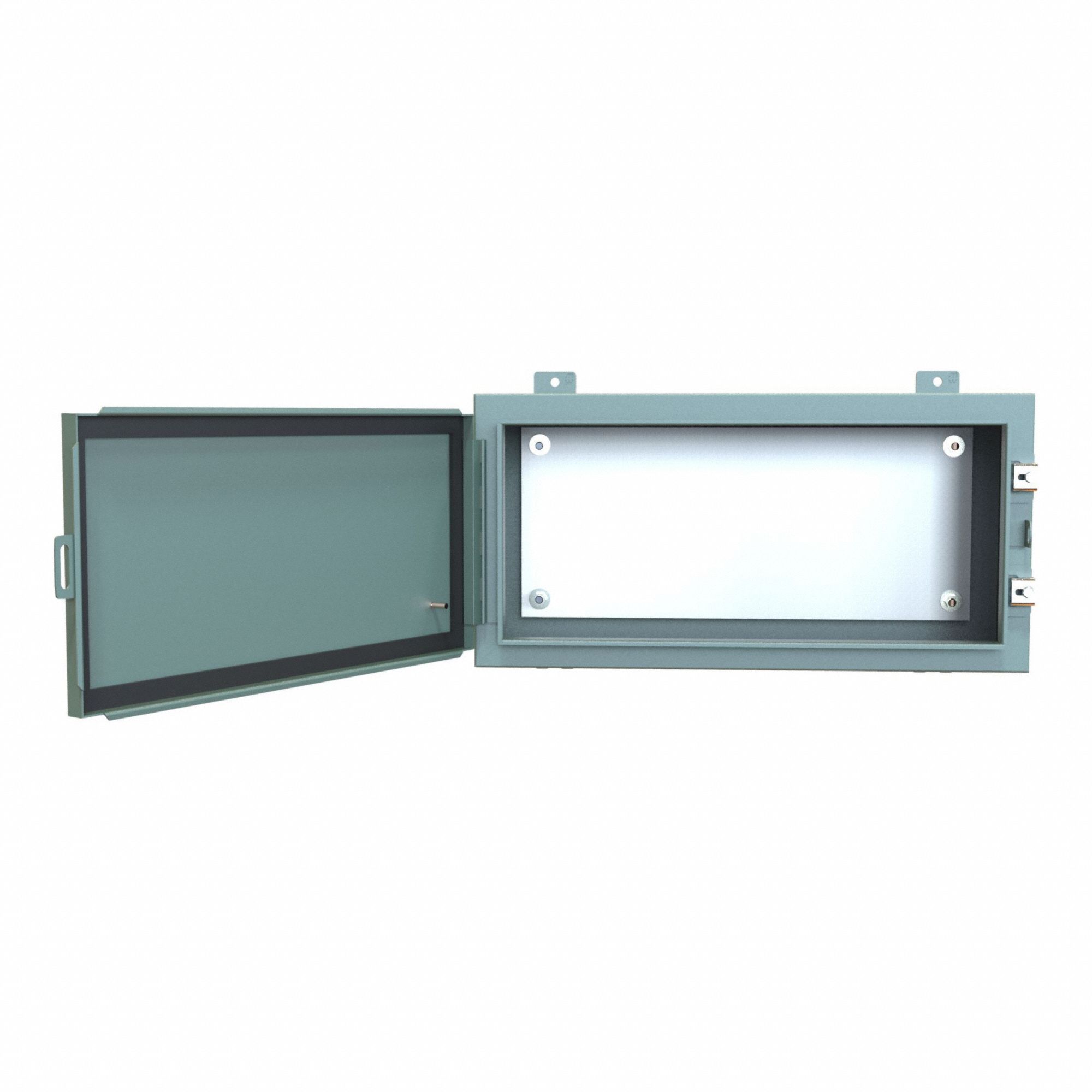 Electrical Enclosure: Steel, 12 in x 24 in x 8 in, NEMA 12/13, w/Panel, Solid Cover, Hinged