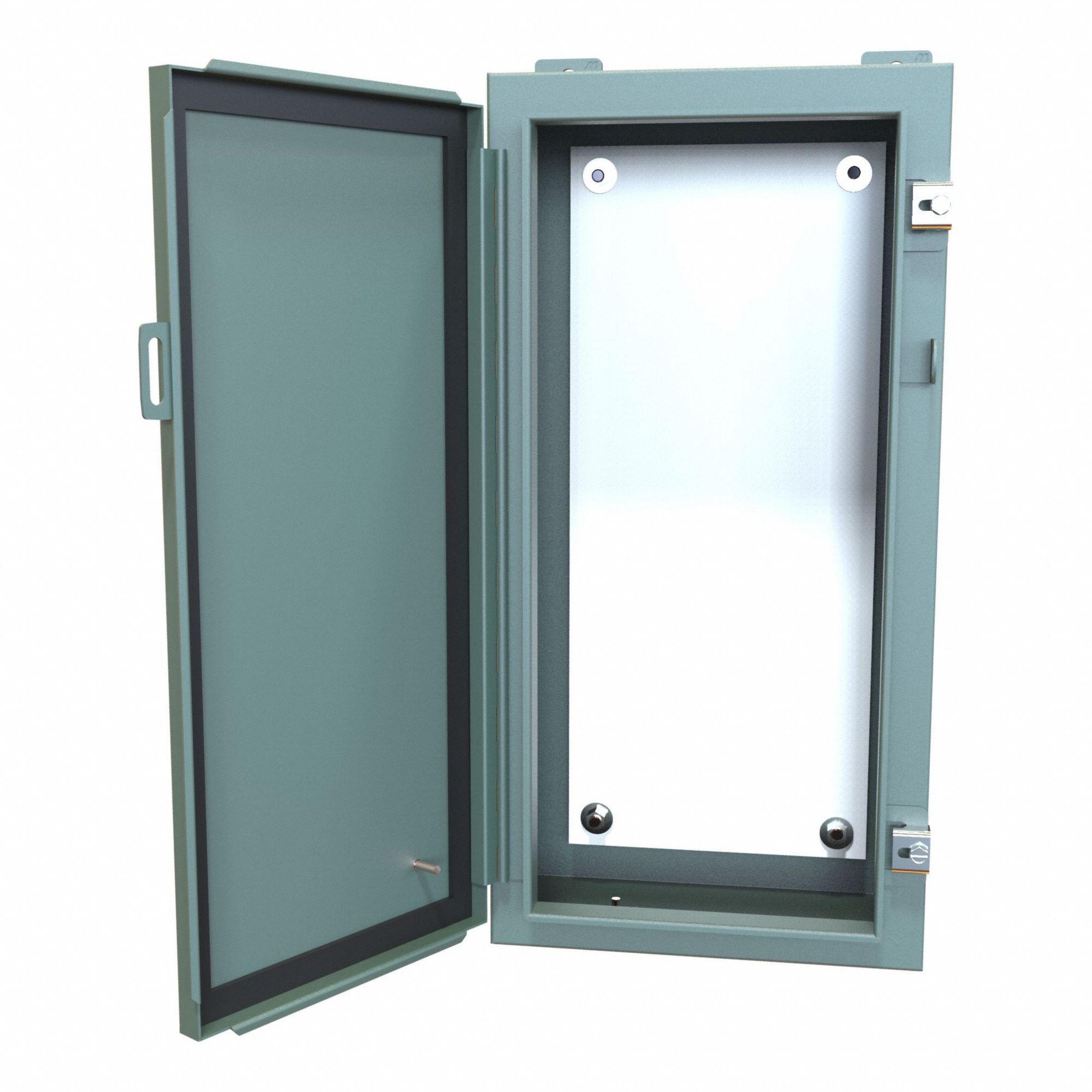 Electrical Enclosure: Steel, 24 in x 12 in x 6 in, NEMA 12/13, w/Panel, Solid Cover, Hinged