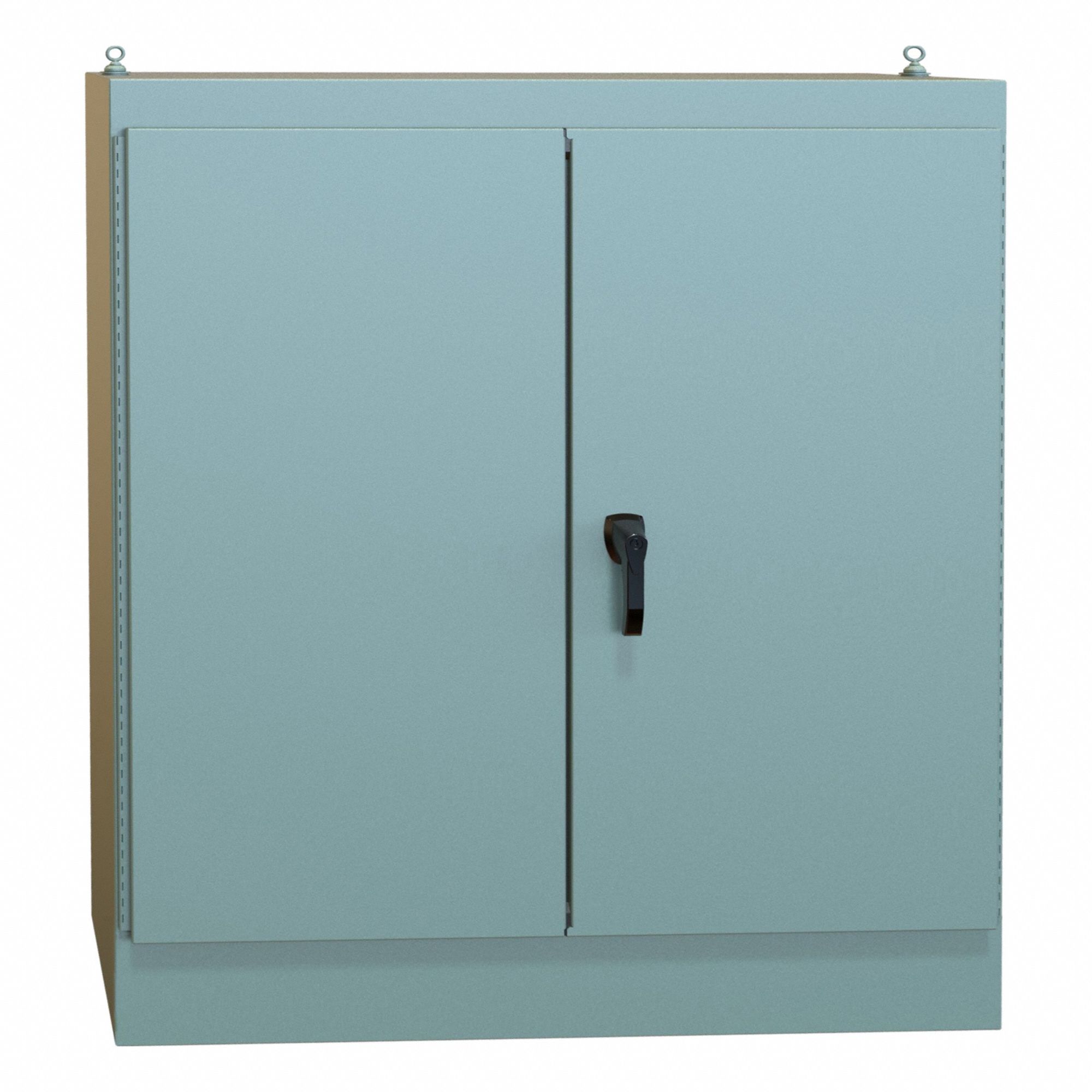 Enclosure: Steel, 60 in x 48 in x 18 in, NEMA 12, Solid Cover, Hinged