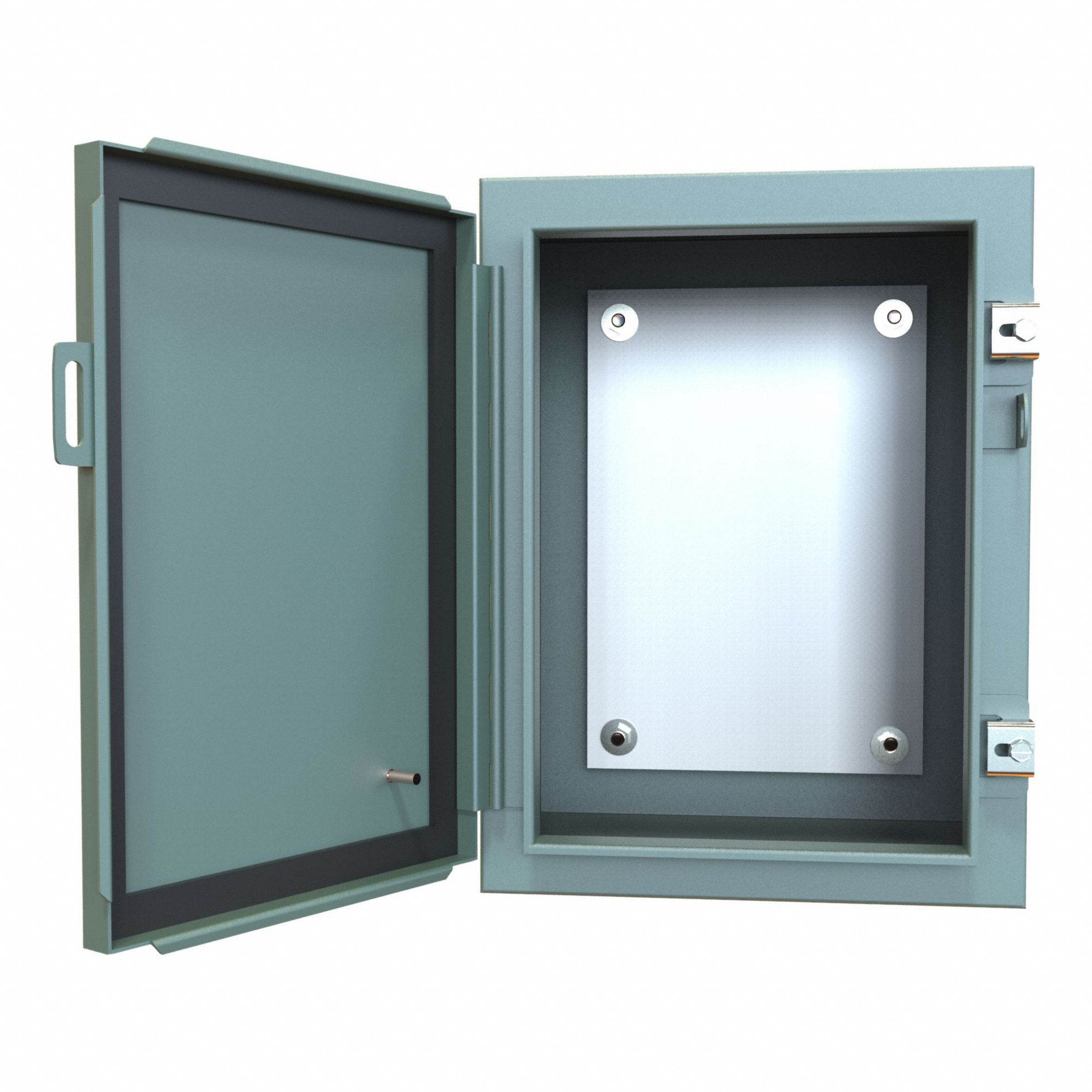 Electrical Enclosure: Steel, 16 in x 12 in x 10 in, NEMA 12/13, w/Panel, Solid Cover, Hinged