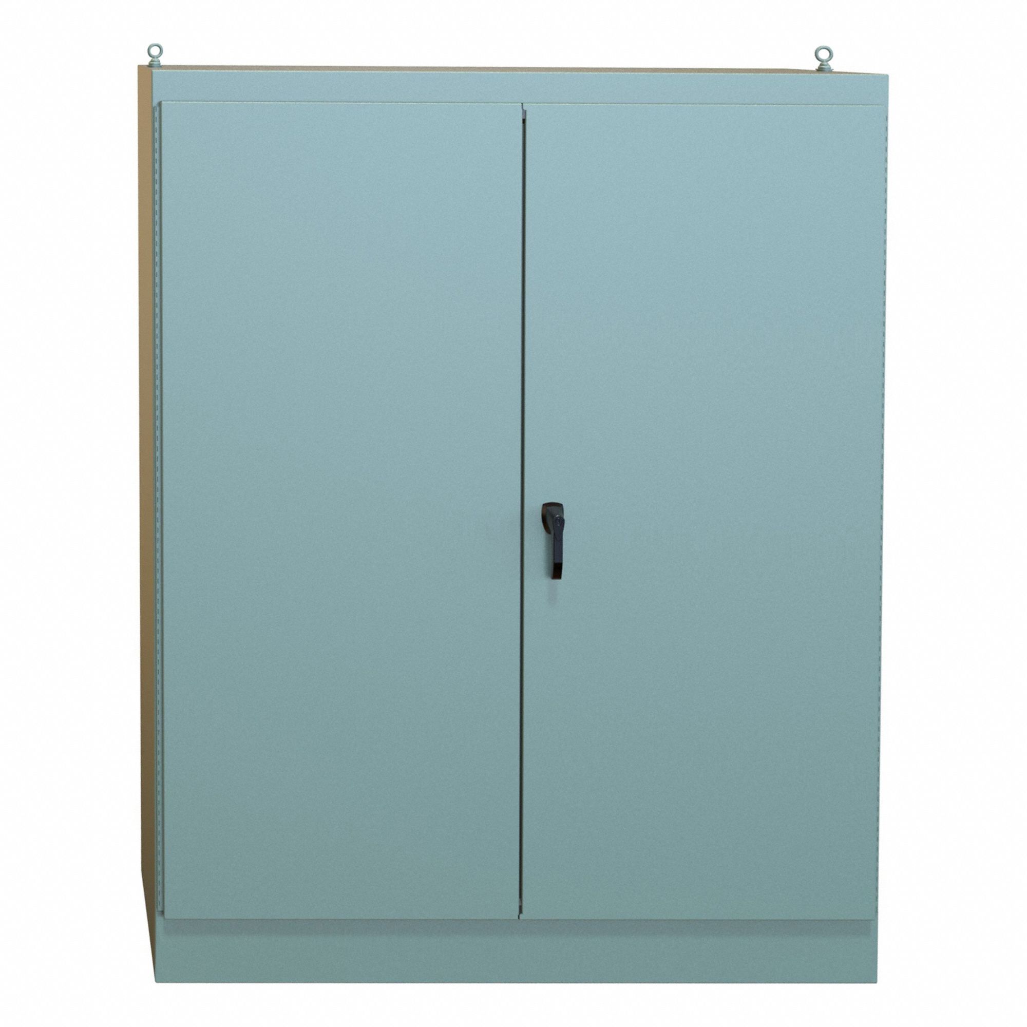 Enclosure: Steel, 90 in x 72 in x 24 in, NEMA 12, Solid Cover, Hinged