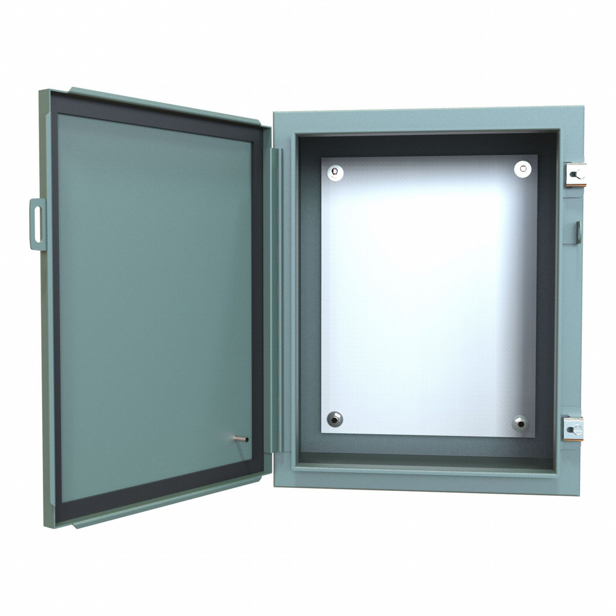 Electrical Enclosure: Steel, 20 in x 16 in x 10 in, NEMA 12/13, w/Panel, Solid Cover, Hinged